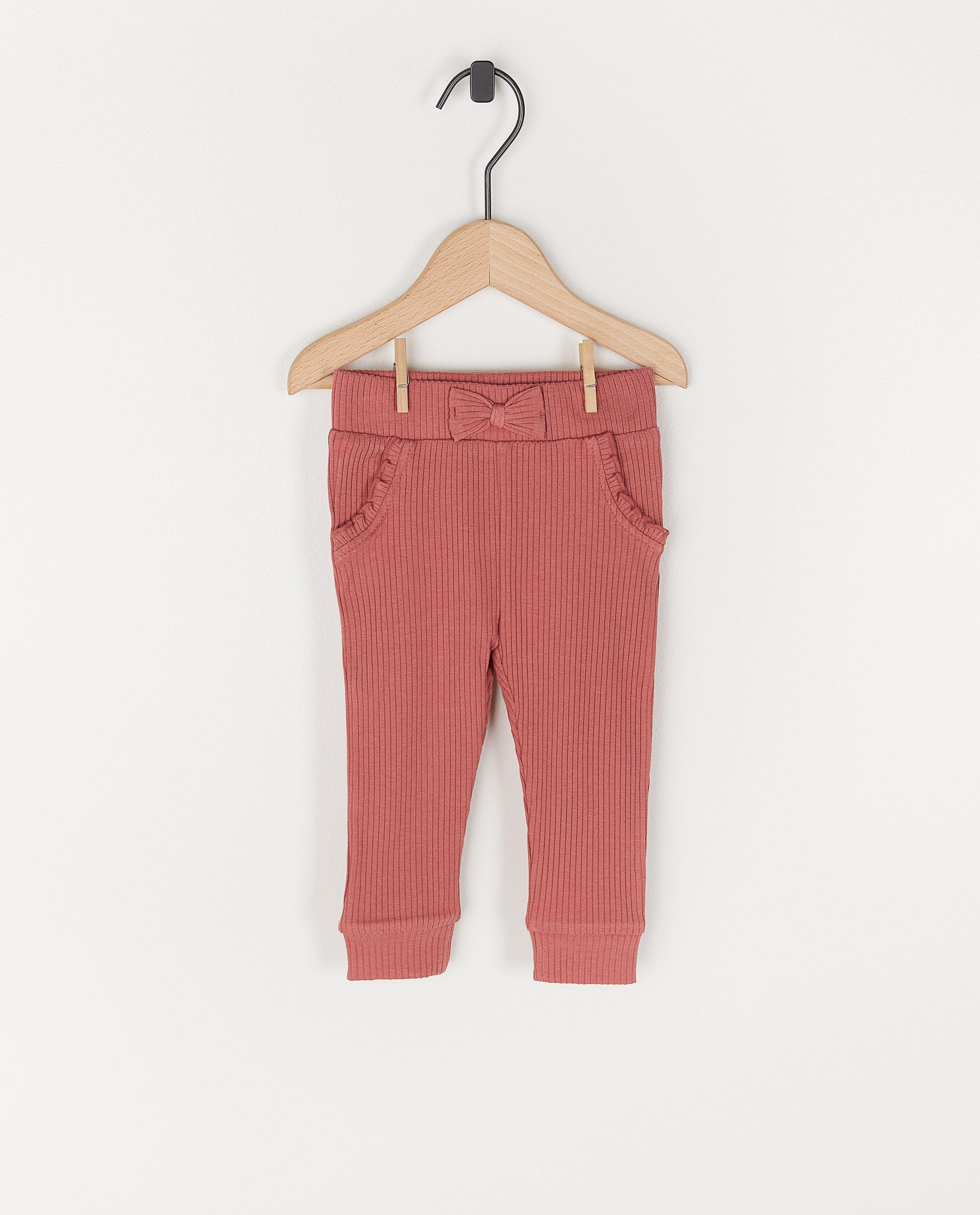 Roze legging met rib en strik - stretch - Cuddles and Smiles
