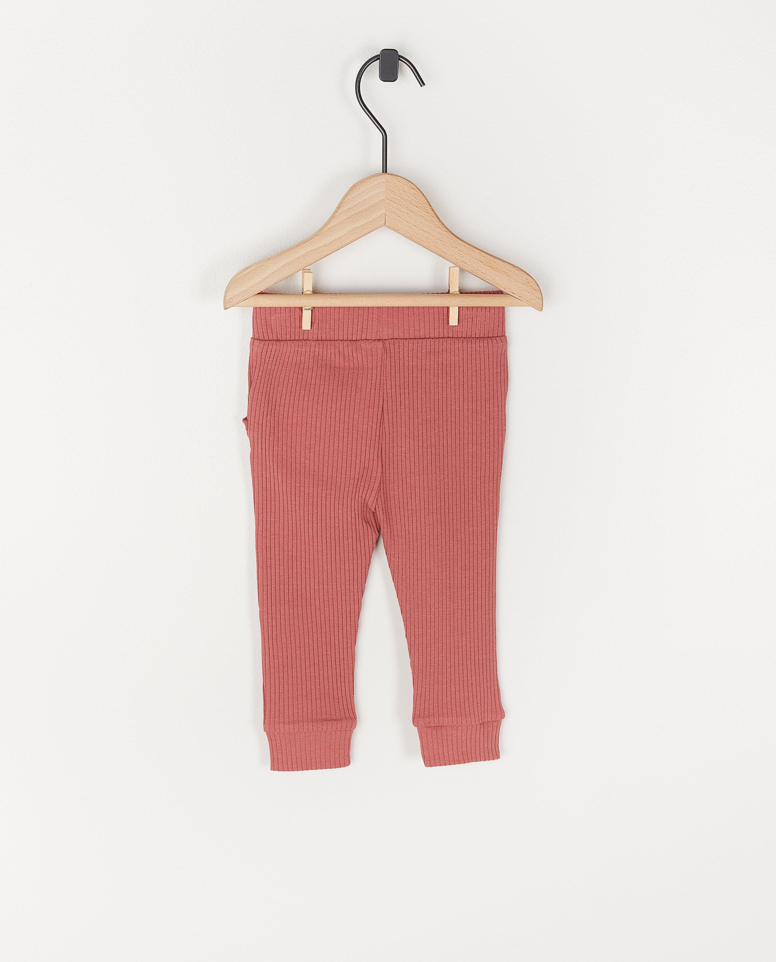 Leggings - Roze legging met rib en strik