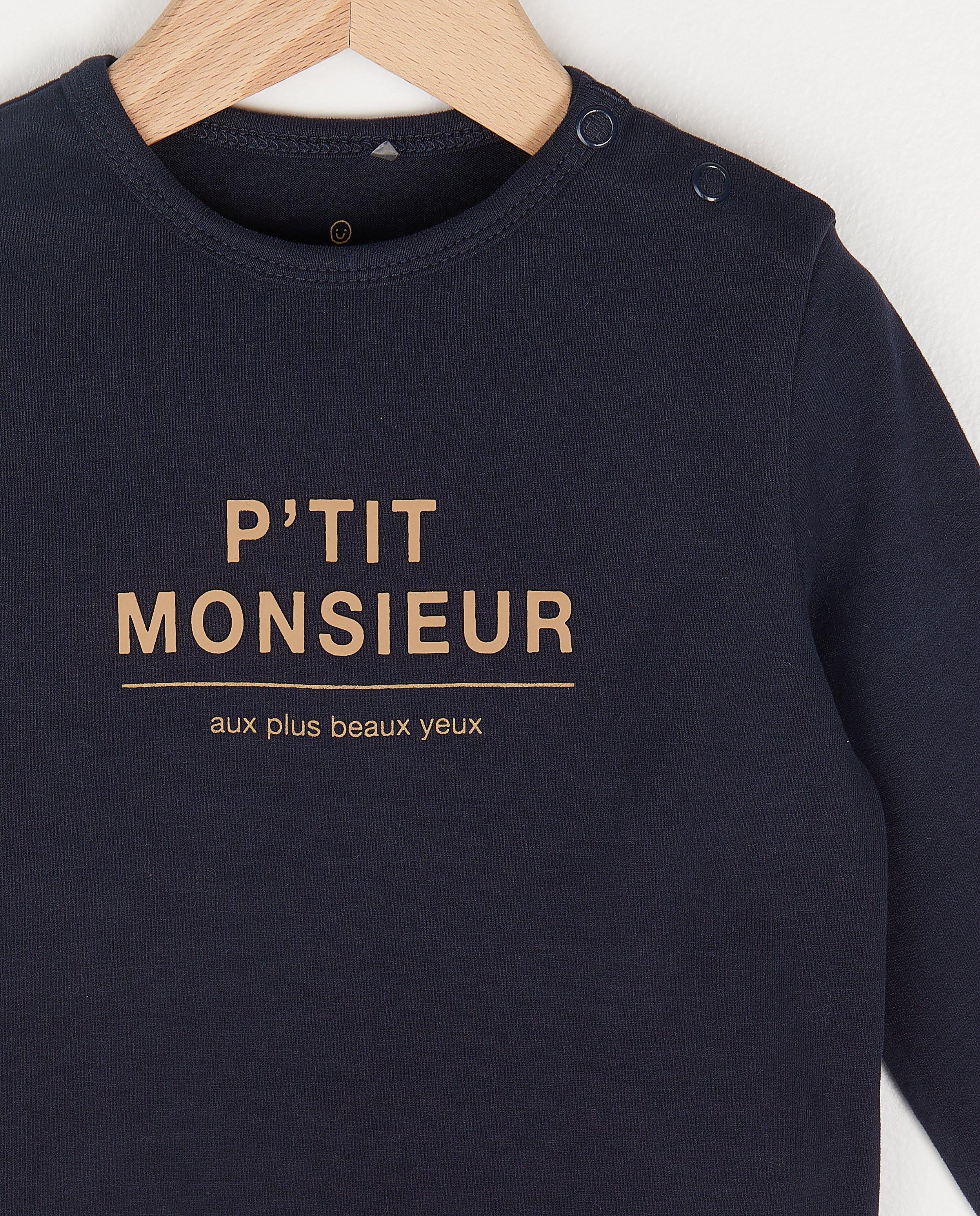 T-shirts - T-shirt beige à manches longues, inscription FR