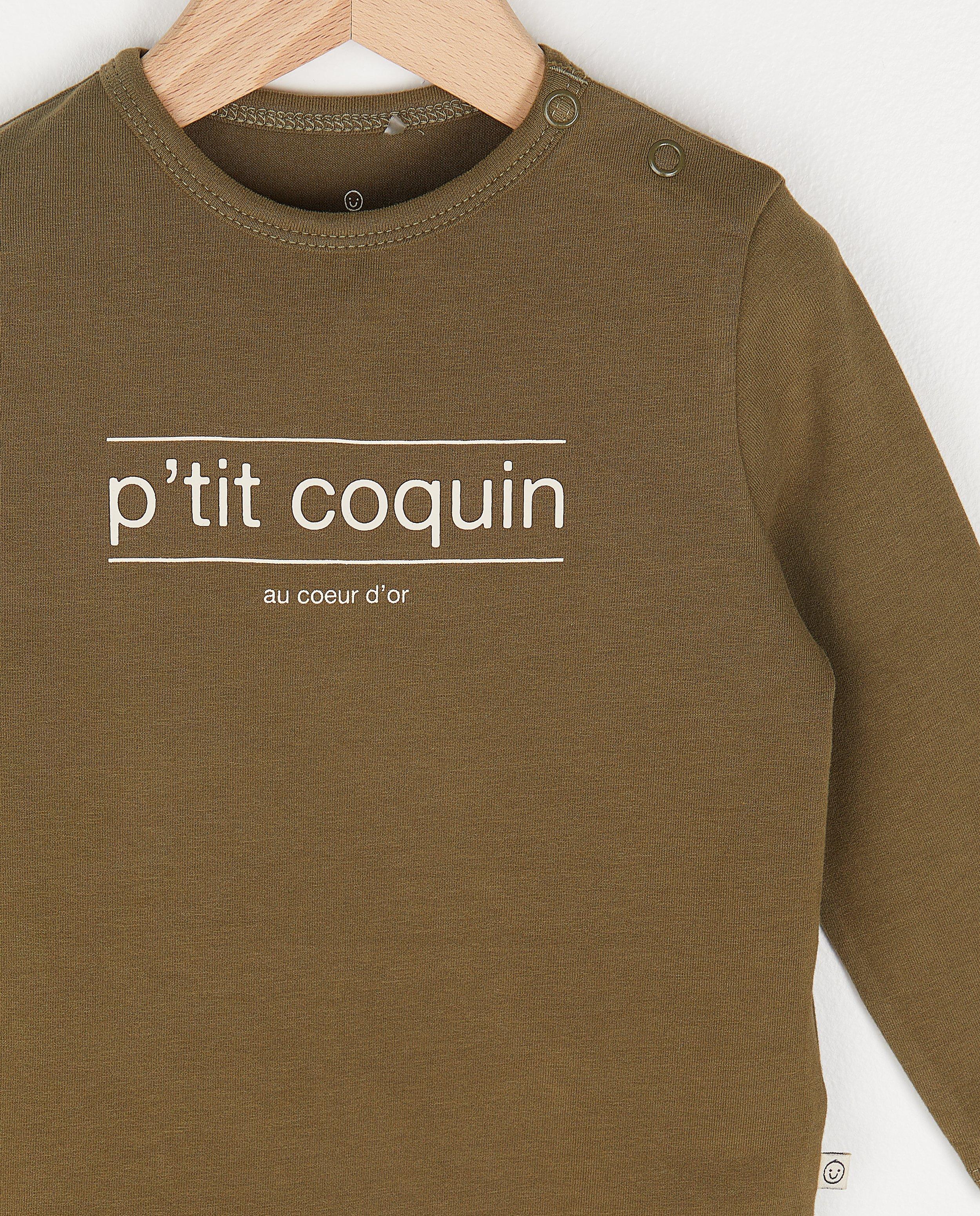 T-shirts - T-shirt beige à manches longues, inscription FR