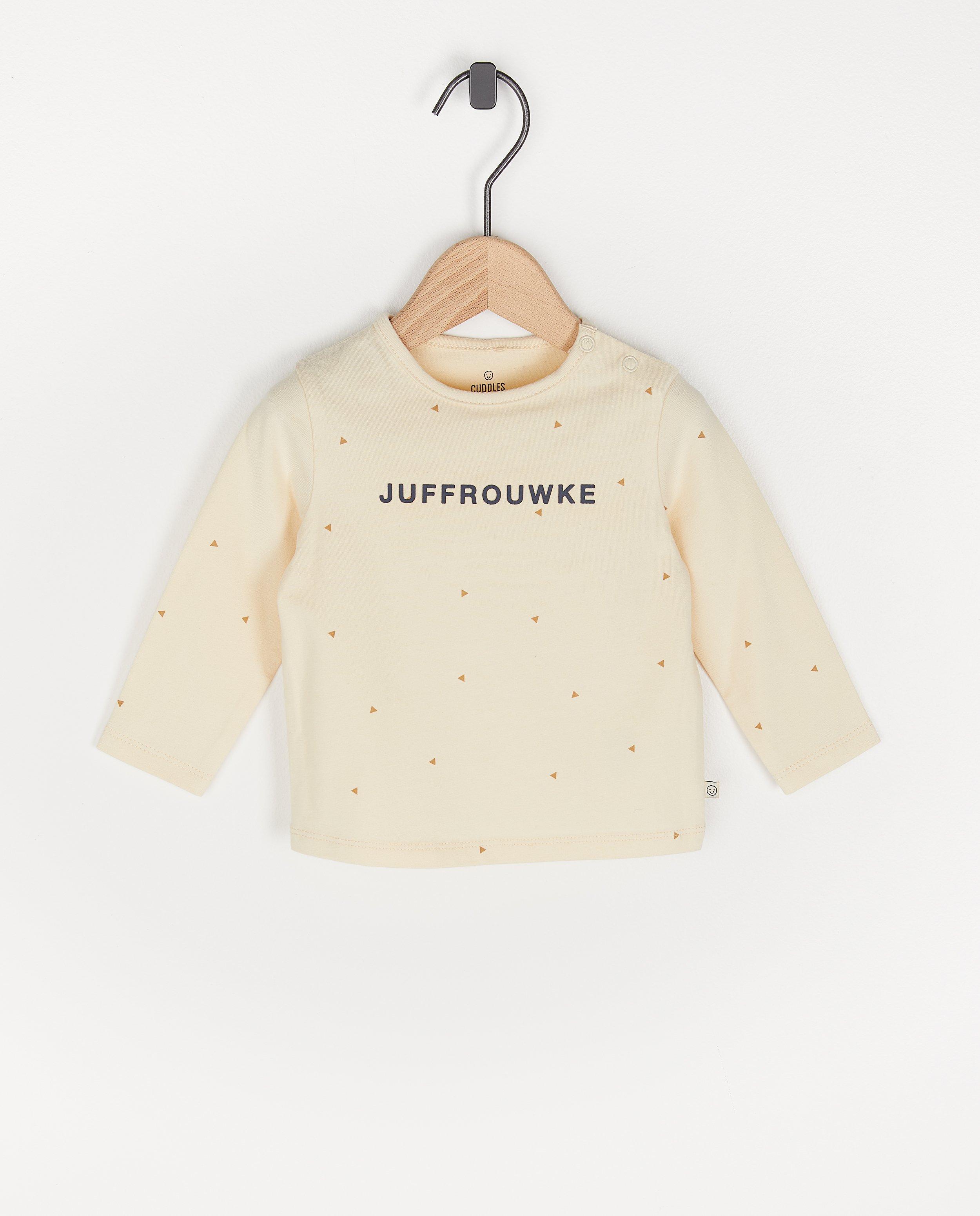 T-shirt beige à manches longues avec inscription en néerlandais - avec du stretch - Cuddles and Smiles