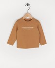 T-shirt brun à manches longues, inscription en français - avec du stretch - Cuddles and Smiles