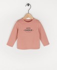 T-shirt rose à manches longues avec inscription en français - avec du stretch - Cuddles and Smiles