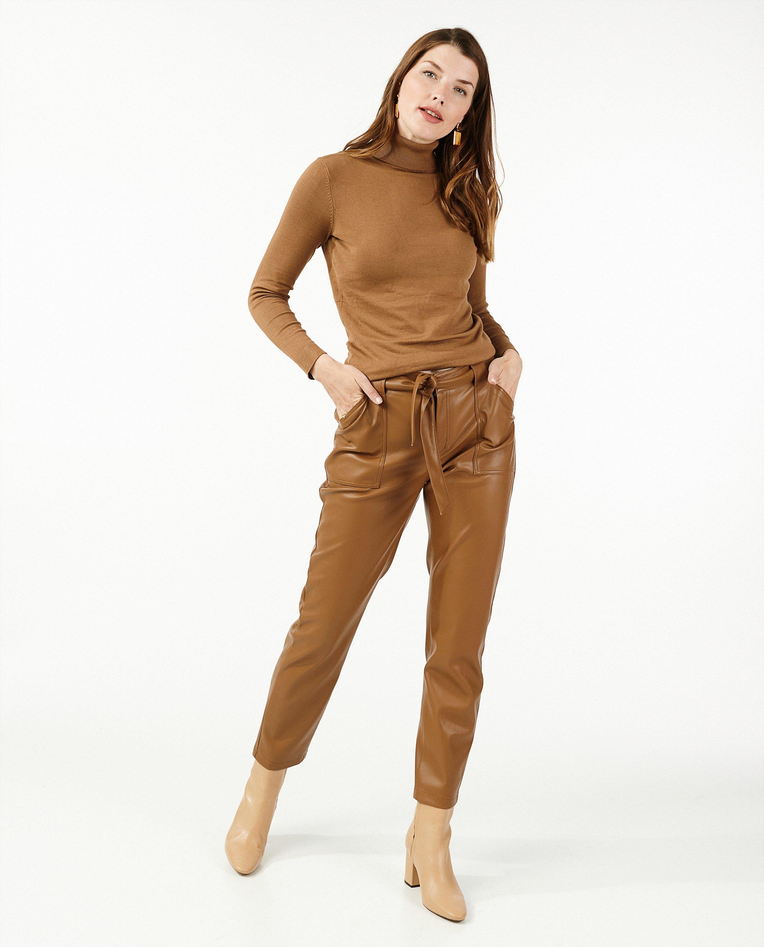 Bruine broek dames Sora - leatherlook - Sora
