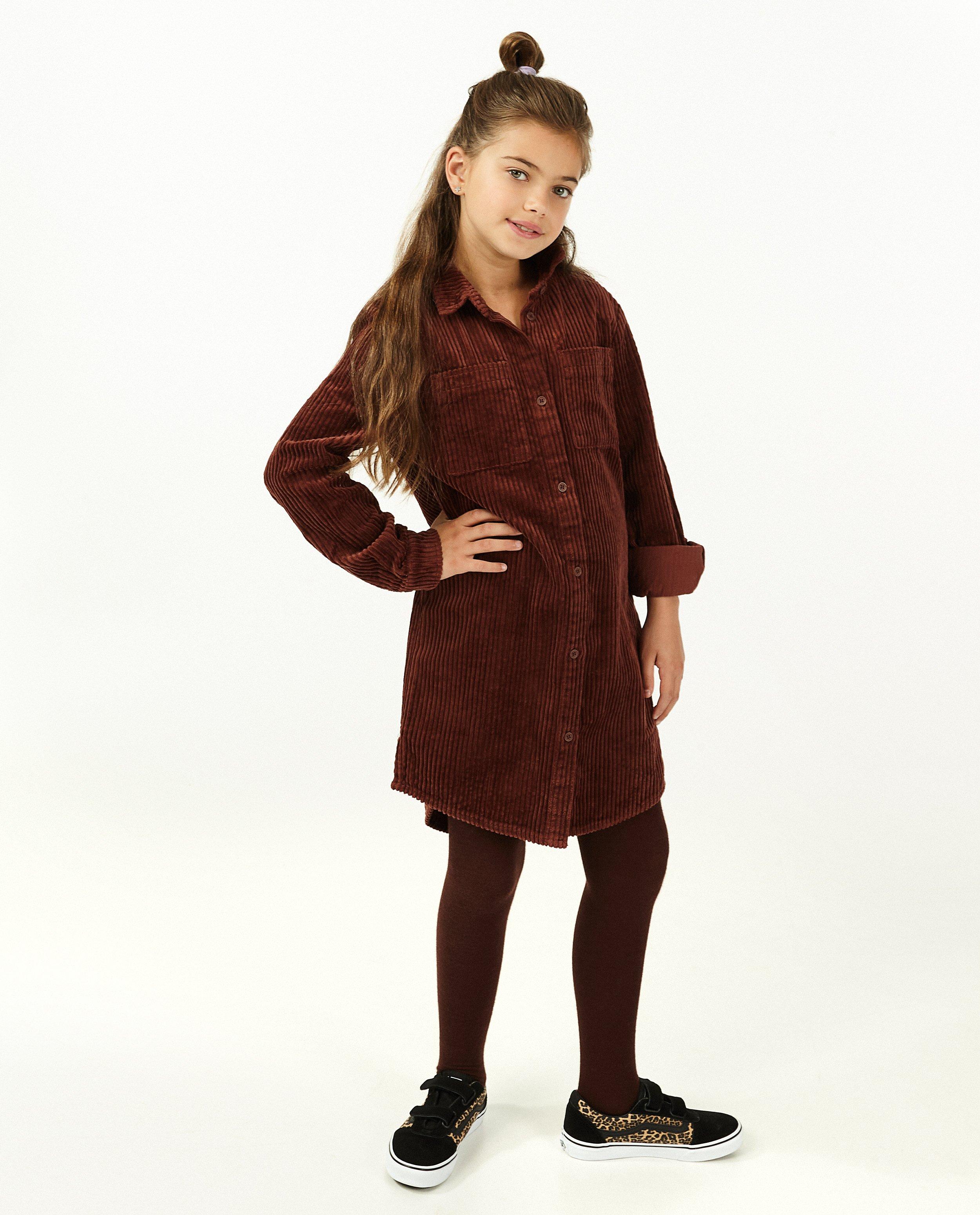 Robe brune en velours côtelé - robe chemise - Fish & Chips
