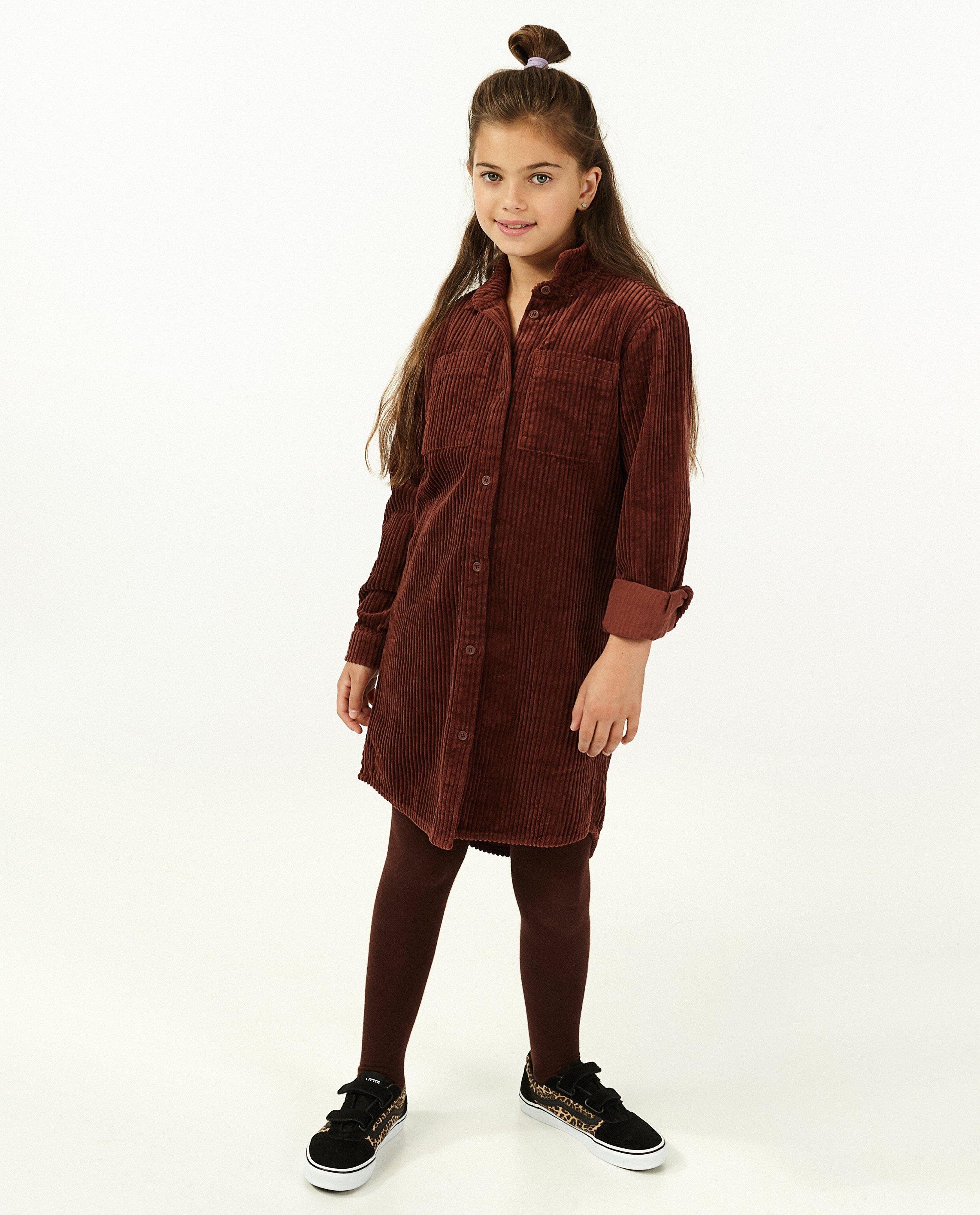 Robes - Robe brune en velours côtelé