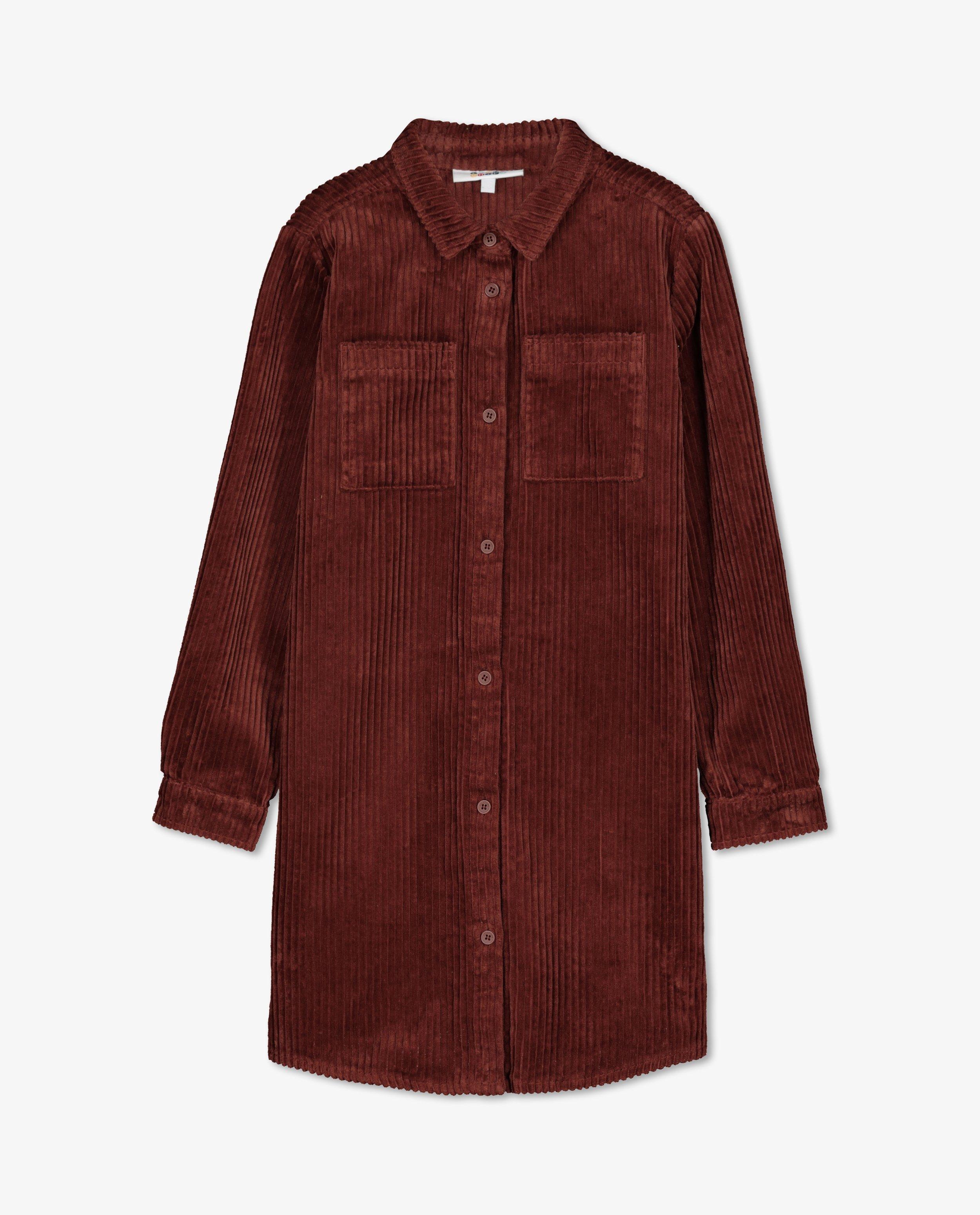 Robes - Robe brune en velours côtelé