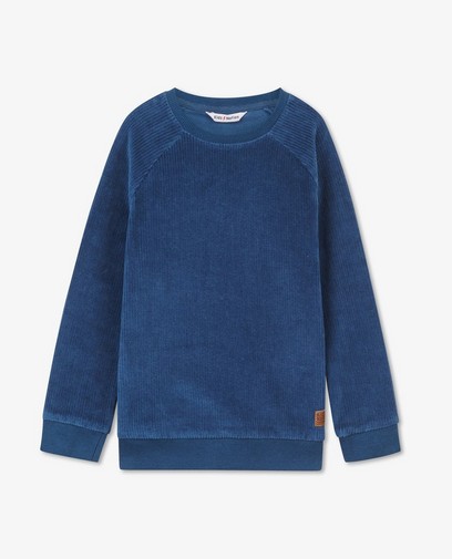 Blauwe sweater van ribfluweel