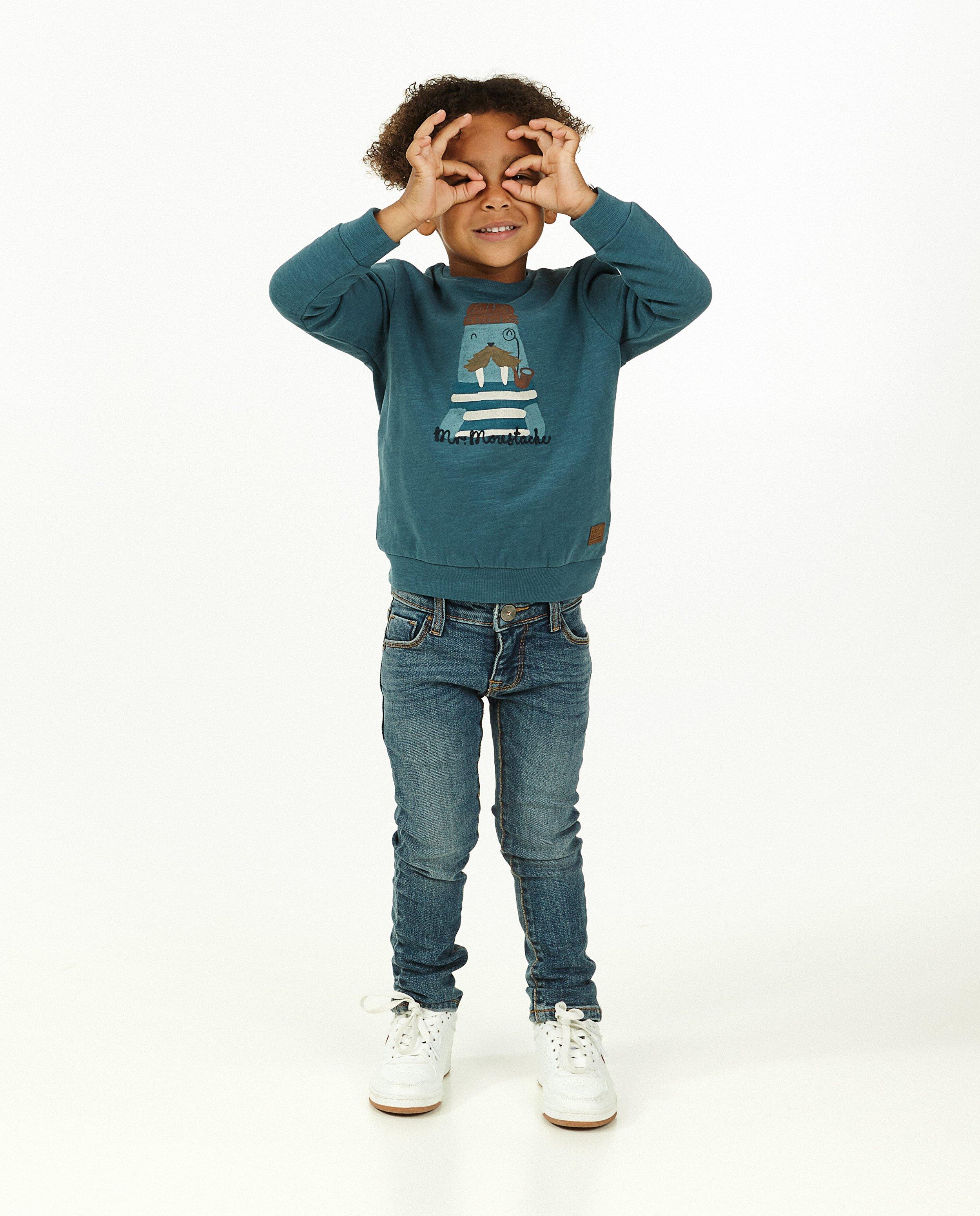 Sweat bleu à imprimé de morse - et inscription - Kidz Nation
