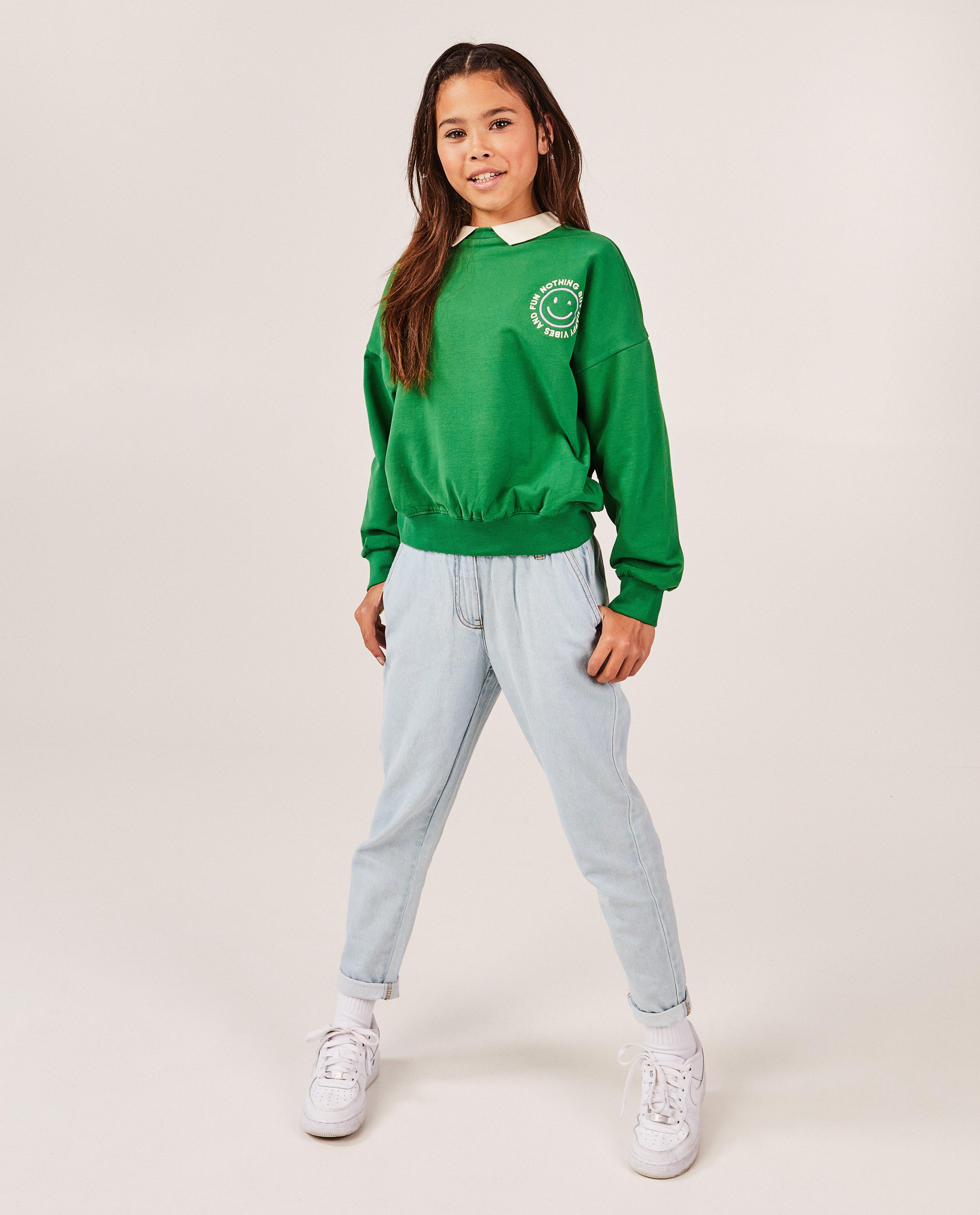 Blauwe jeans, mom fit - met elastische taille - JBC