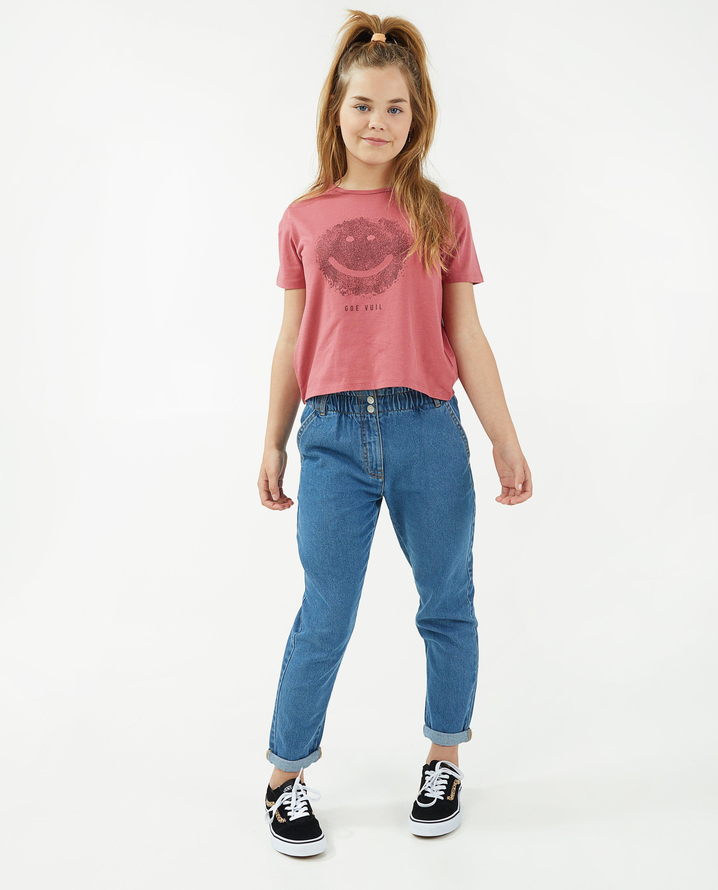 Lichtblauwe jeans, mom fit - met elastische taille - JBC