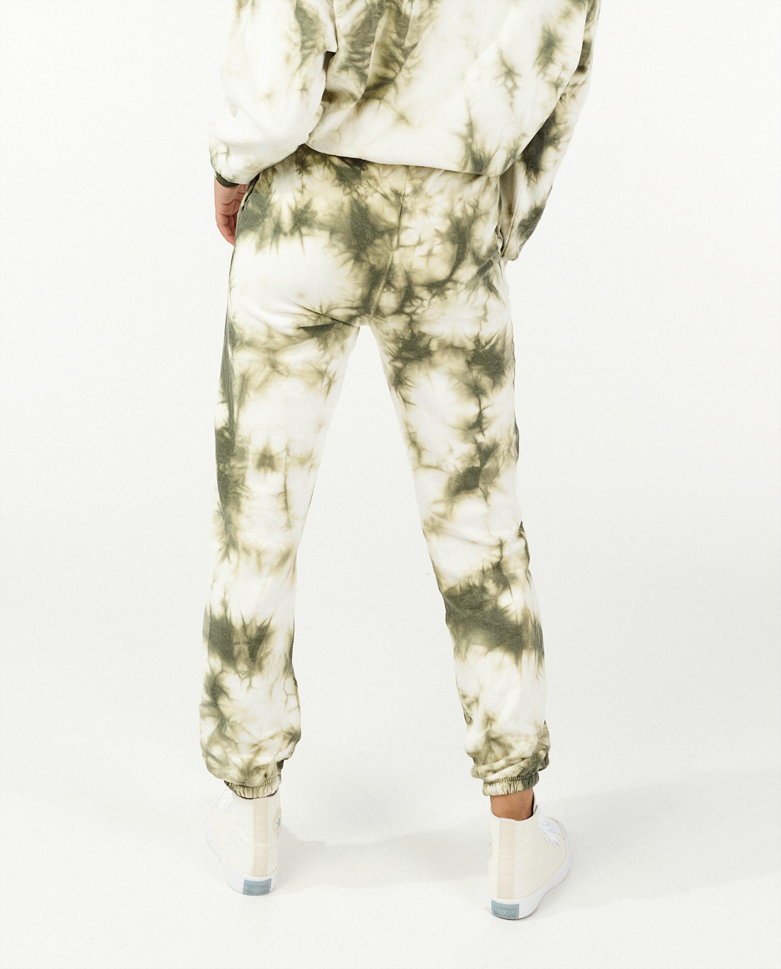 Broeken - Witte jogger met tie dye-print