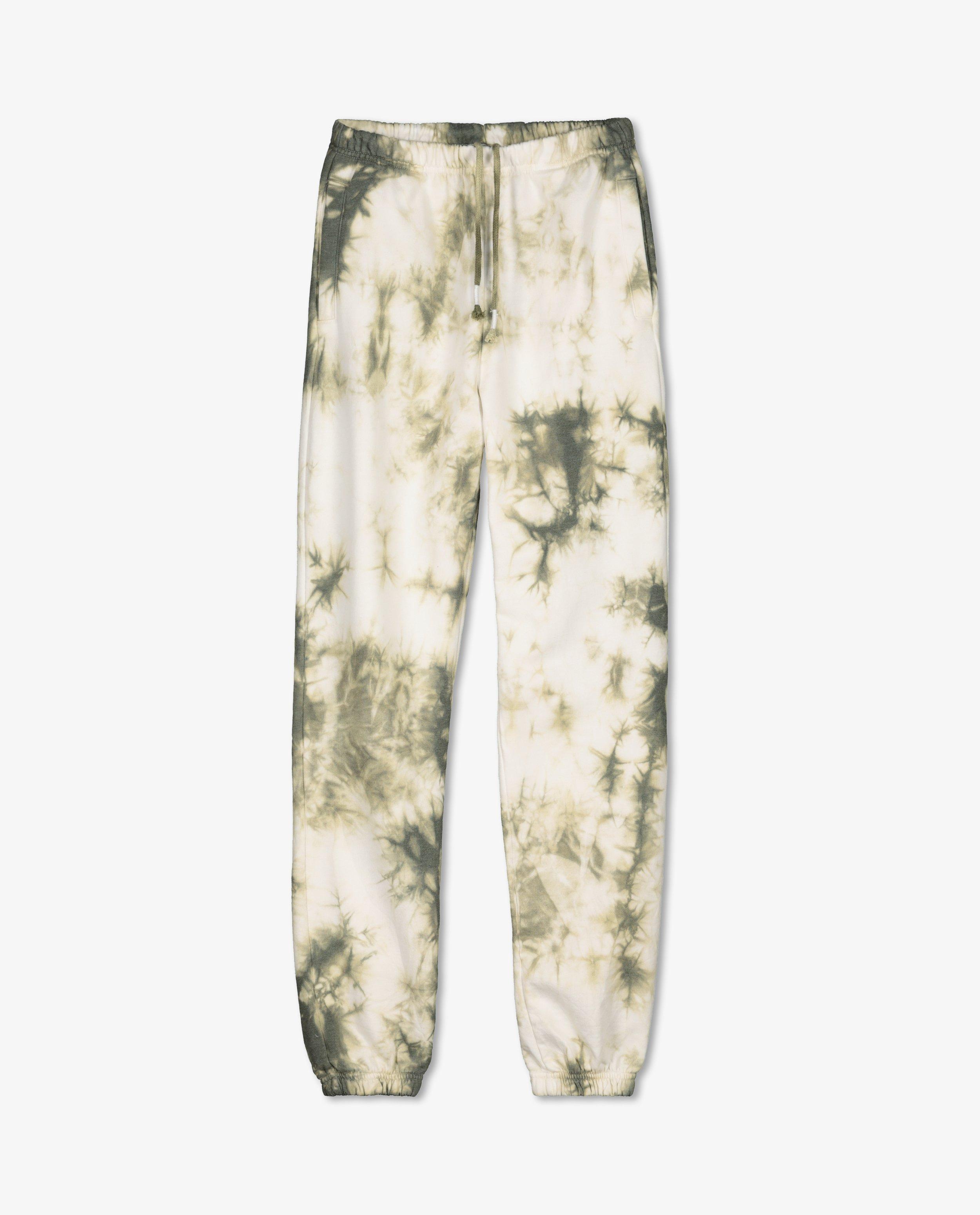 Broeken - Witte jogger met tie dye-print