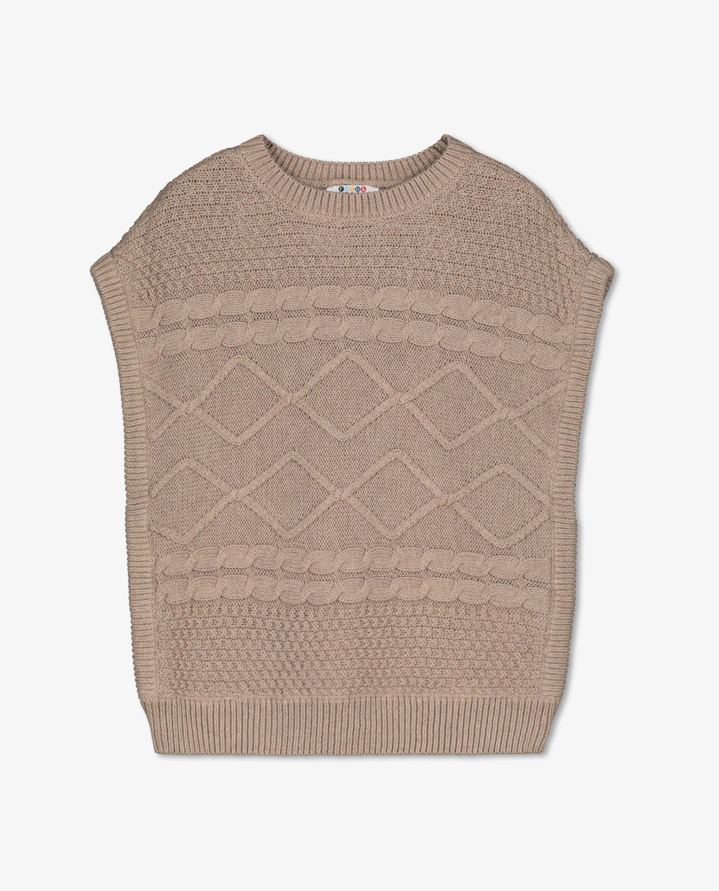 Pulls - Débardeur brun à torsades