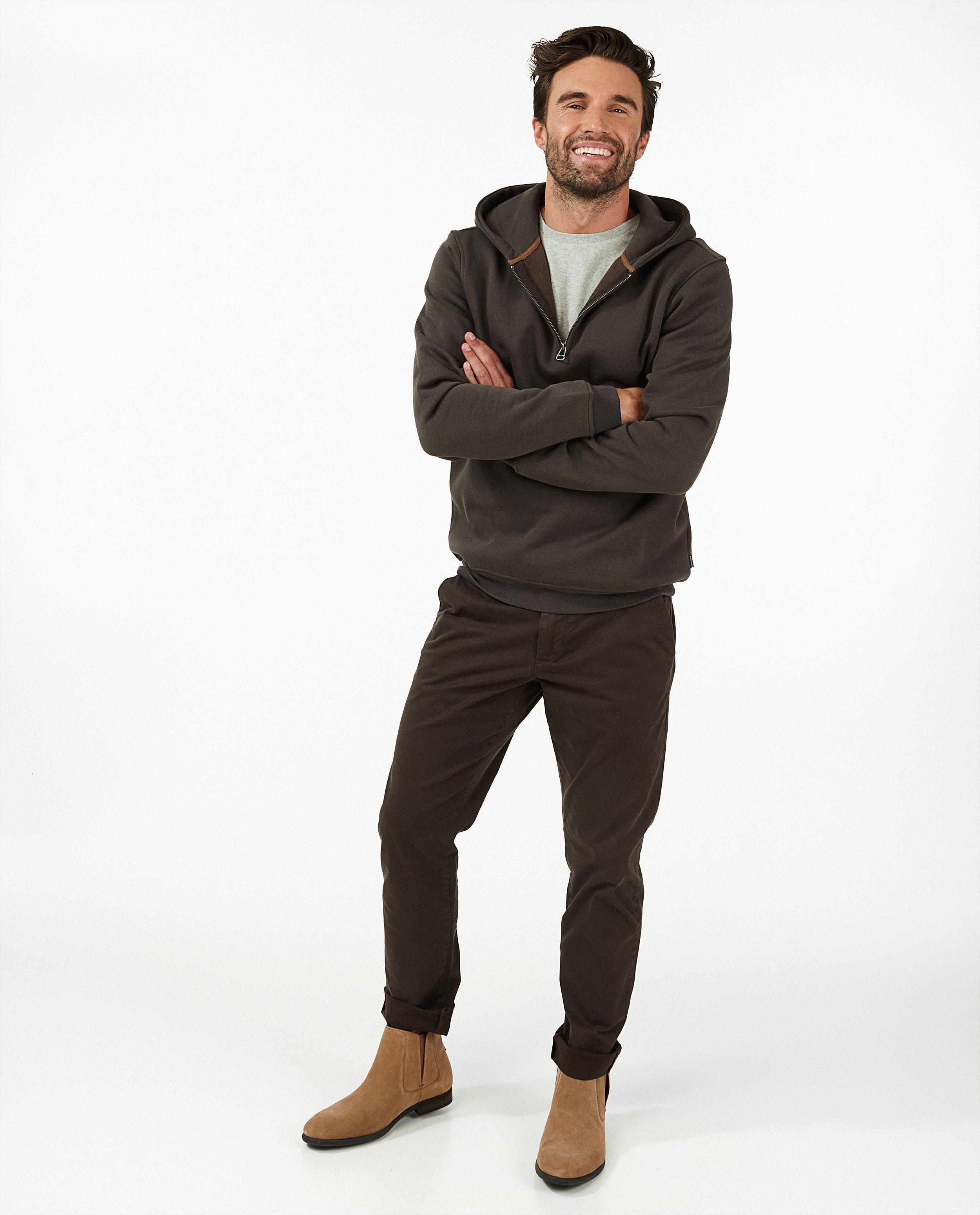 Hoodie brun avec fermeture à glissière - avec du fleece - Quarterback