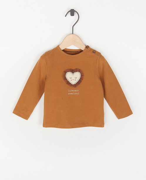 T-shirt brun à manches longues avec un petit cœur - et des ruches - Cuddles and Smiles
