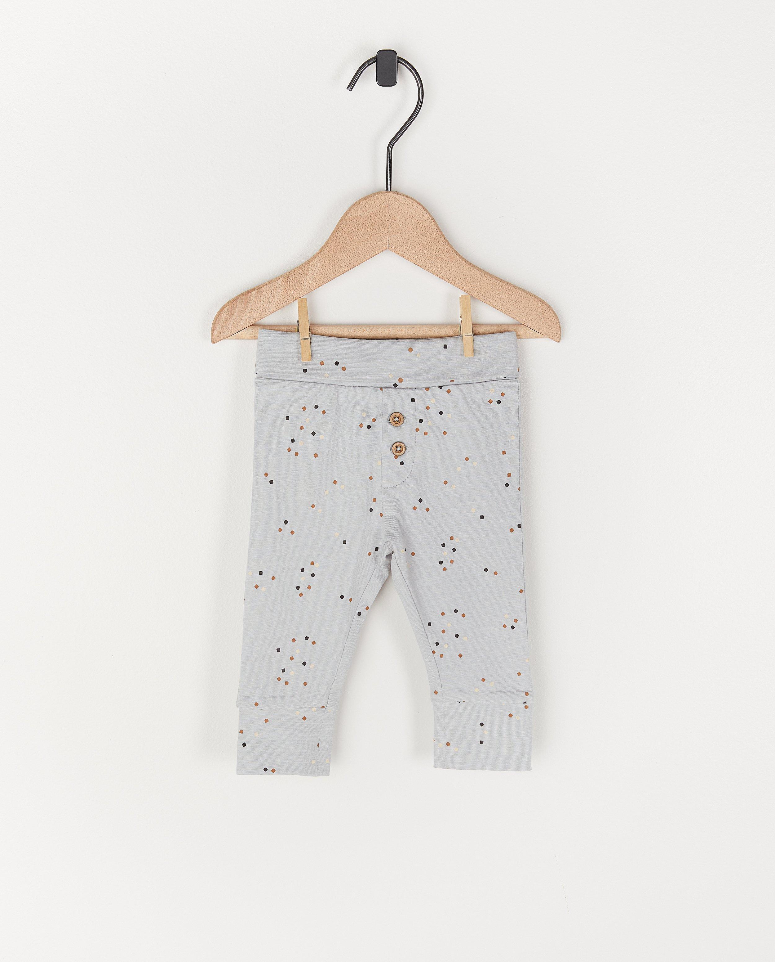 Lichtblauw meegroeibroekje - unisex - met allover print - Newborn 50-68