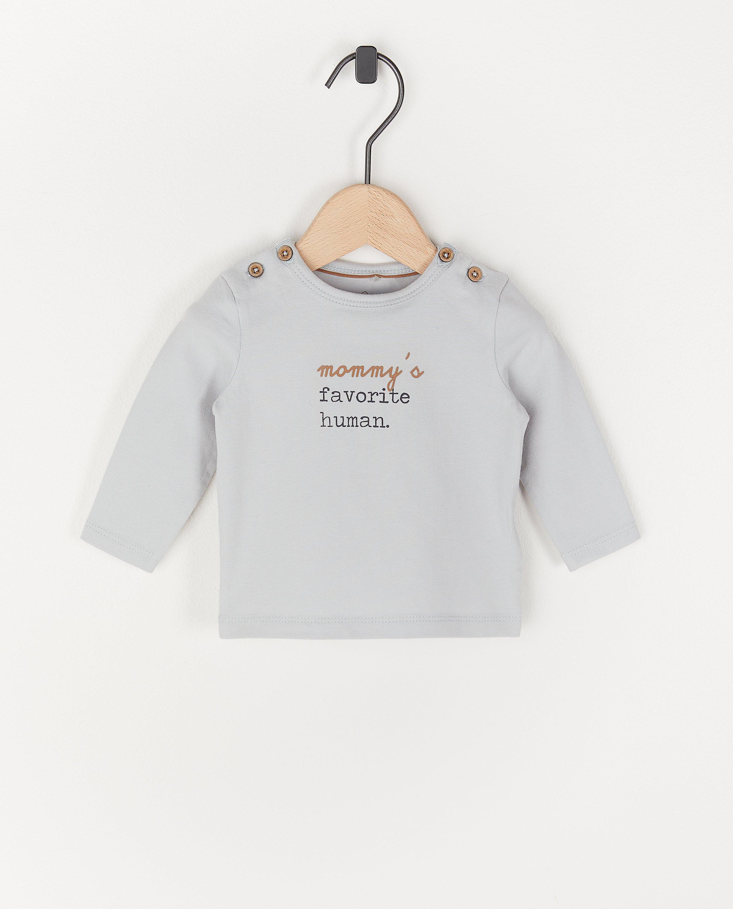 Lichtblauwe longsleeve - unisex - met opschrift - Newborn 50-68
