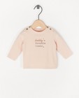 T-shirt à manches longues rose clair avec imprimé - avec du stretch - Newborn 50-68
