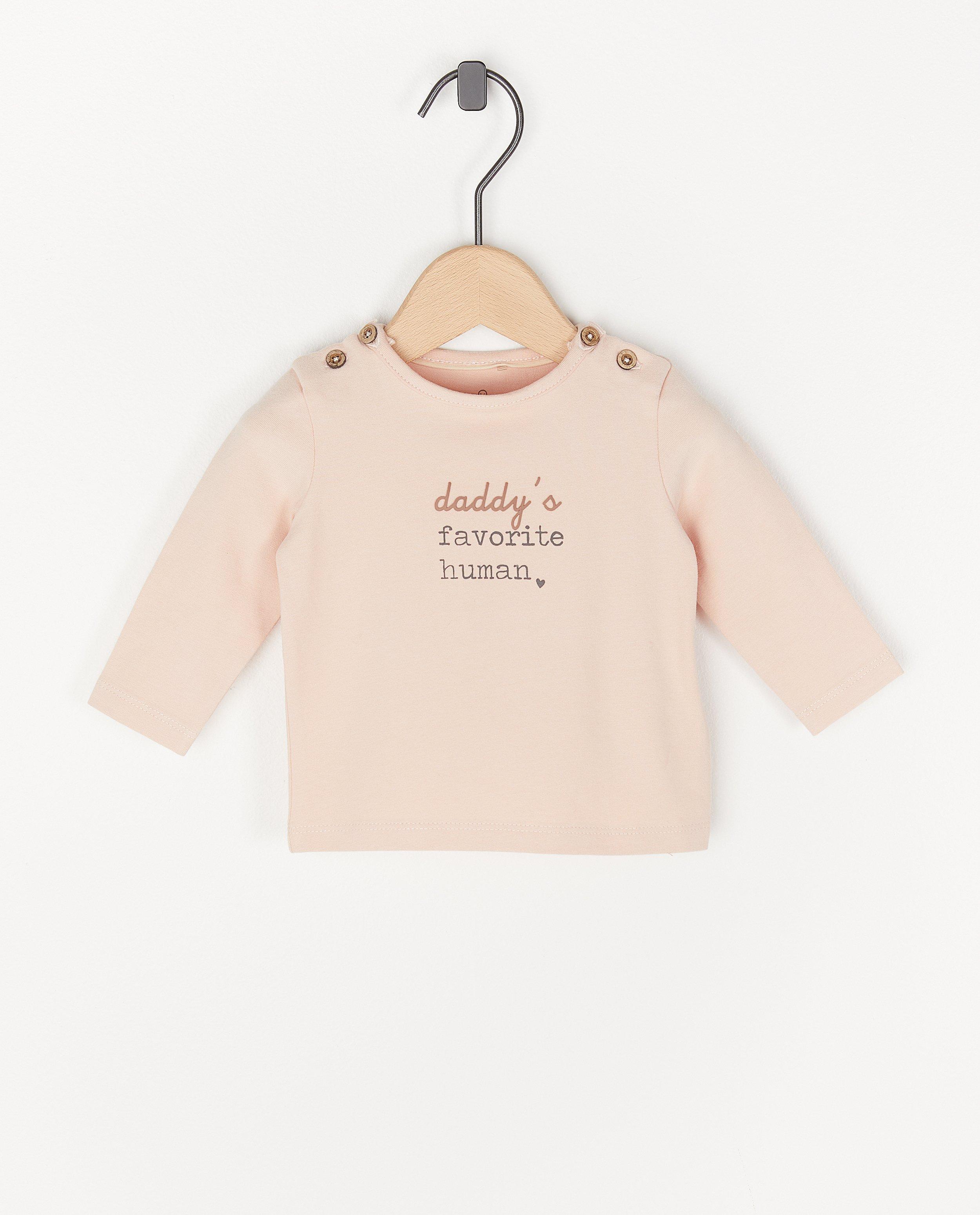 T-shirt écru à manches longues à imprimé - avec du stretch - Newborn 50-68