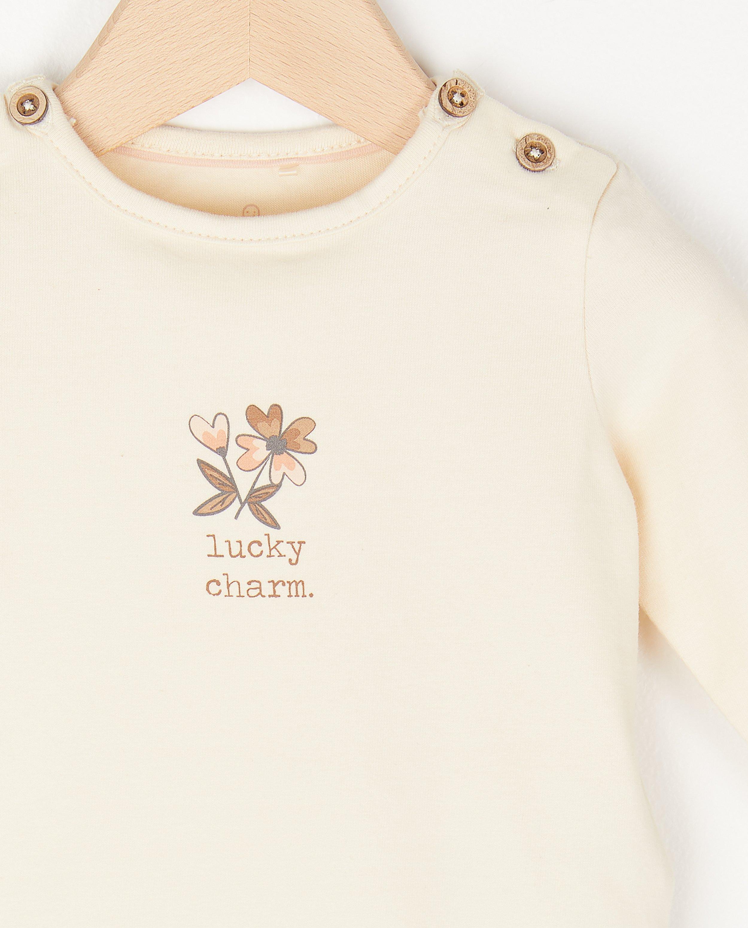 T-shirts - Offwhite longsleeve met print