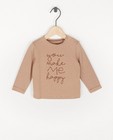 T-shirt brun à manches longues avec une inscription, unisexe - rayures - Cuddles and Smiles