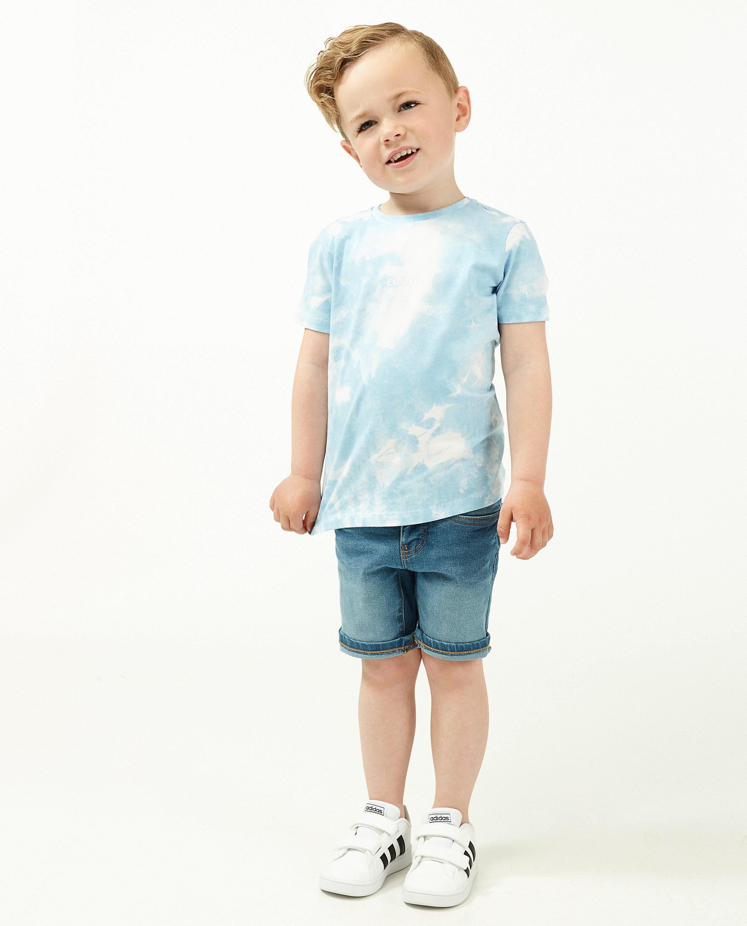 T-shirt bleu avec tie dye - et inscription - Kidz Nation