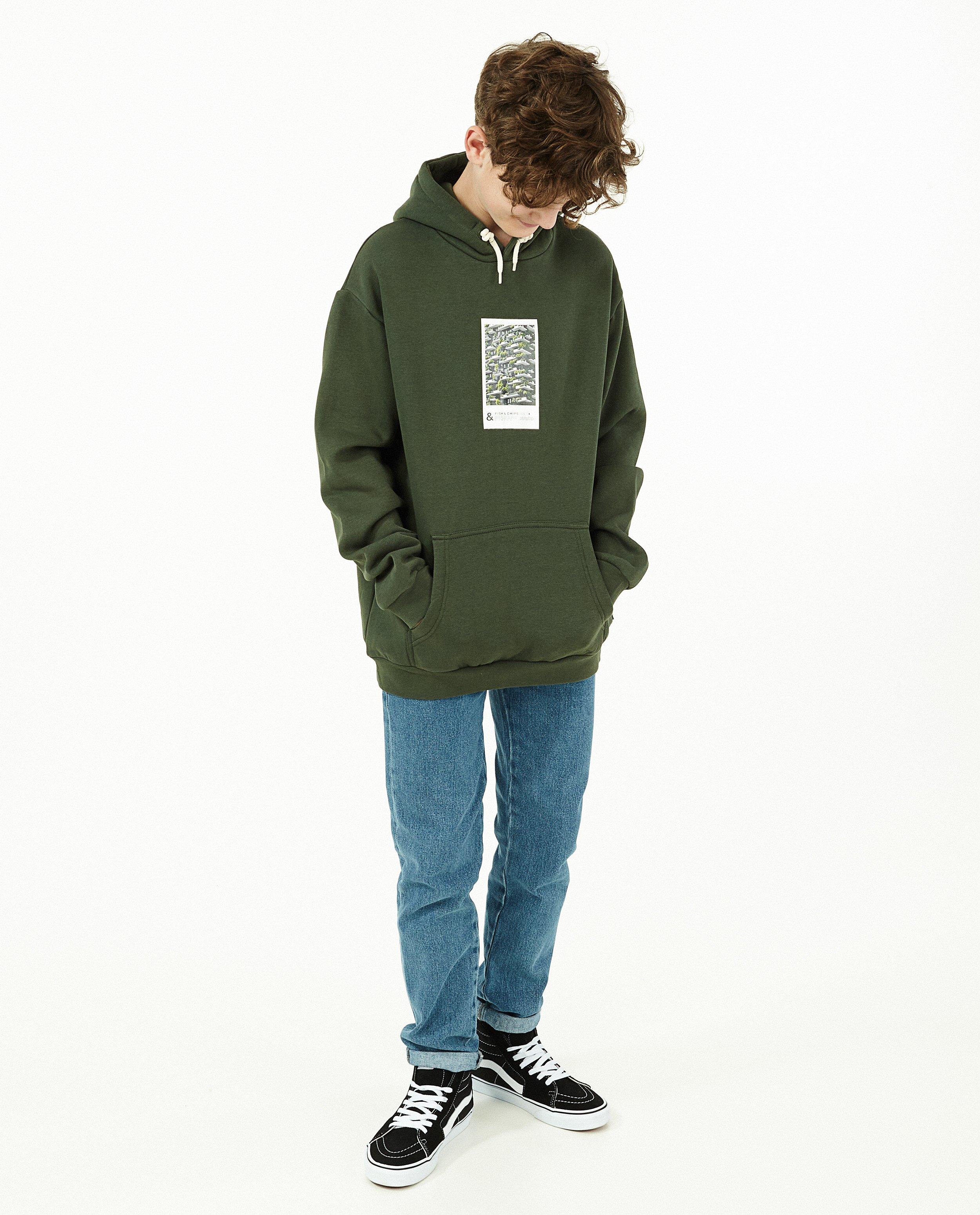 Sweats - Hoodie vert à imprimé
