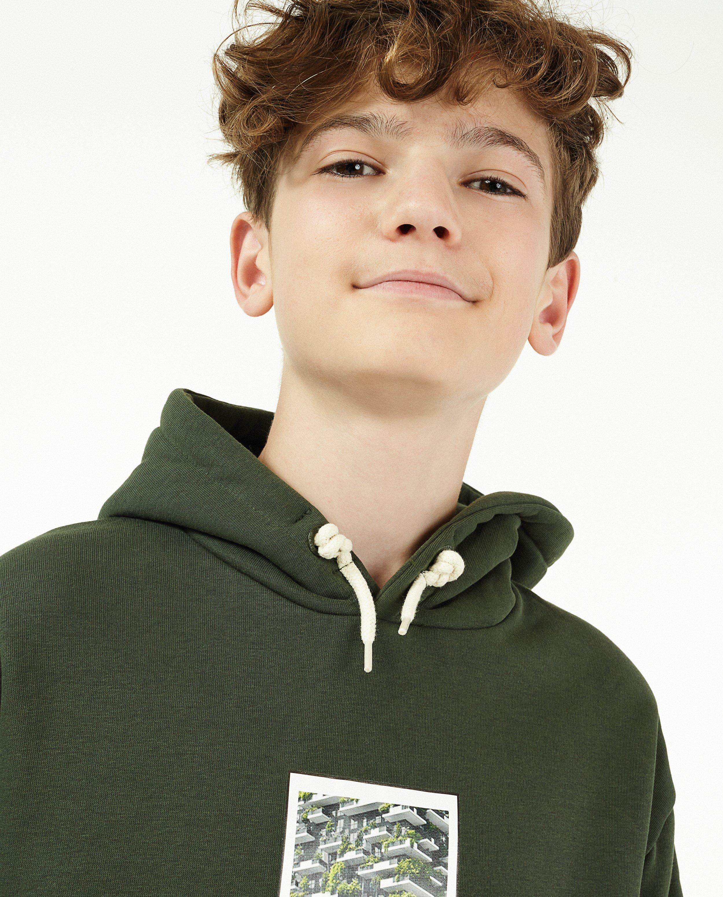 Sweats - Hoodie vert à imprimé