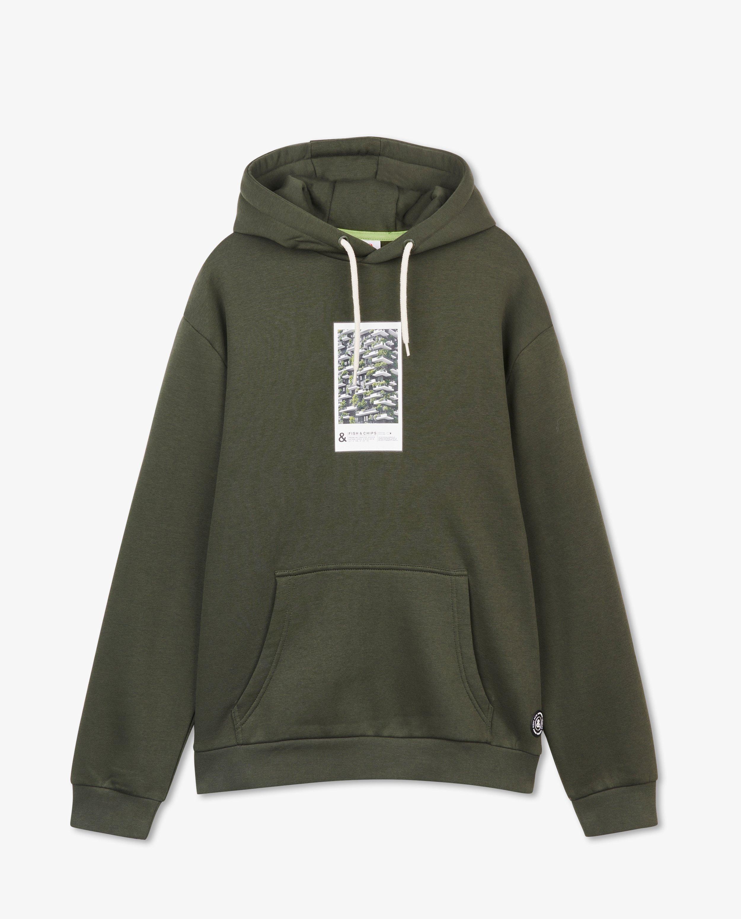 Sweats - Hoodie vert à imprimé