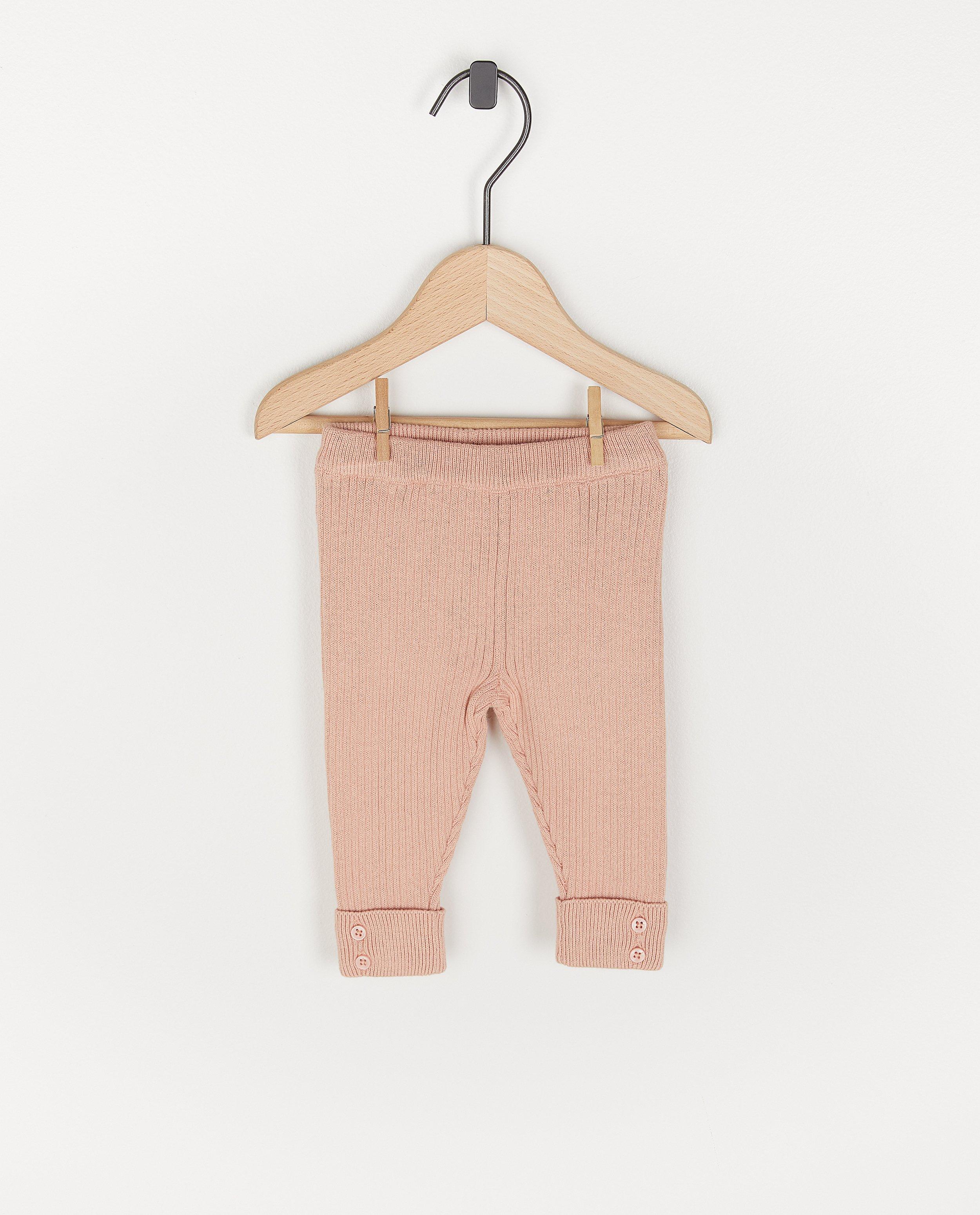 Roze legging met rib - van fijne brei - Newborn 50-68