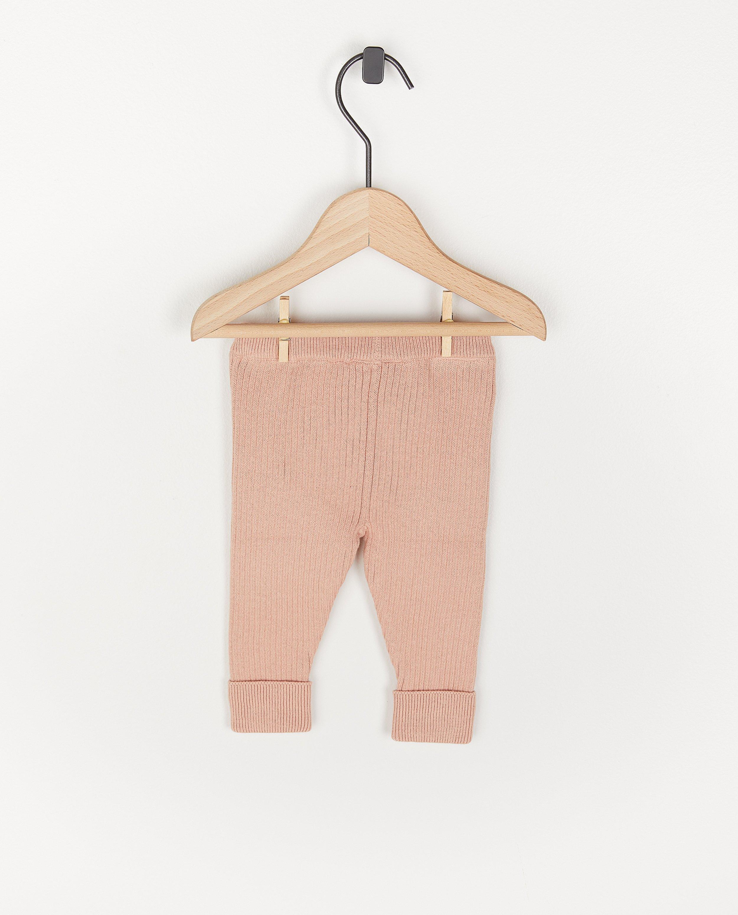 Broeken - Roze legging met rib