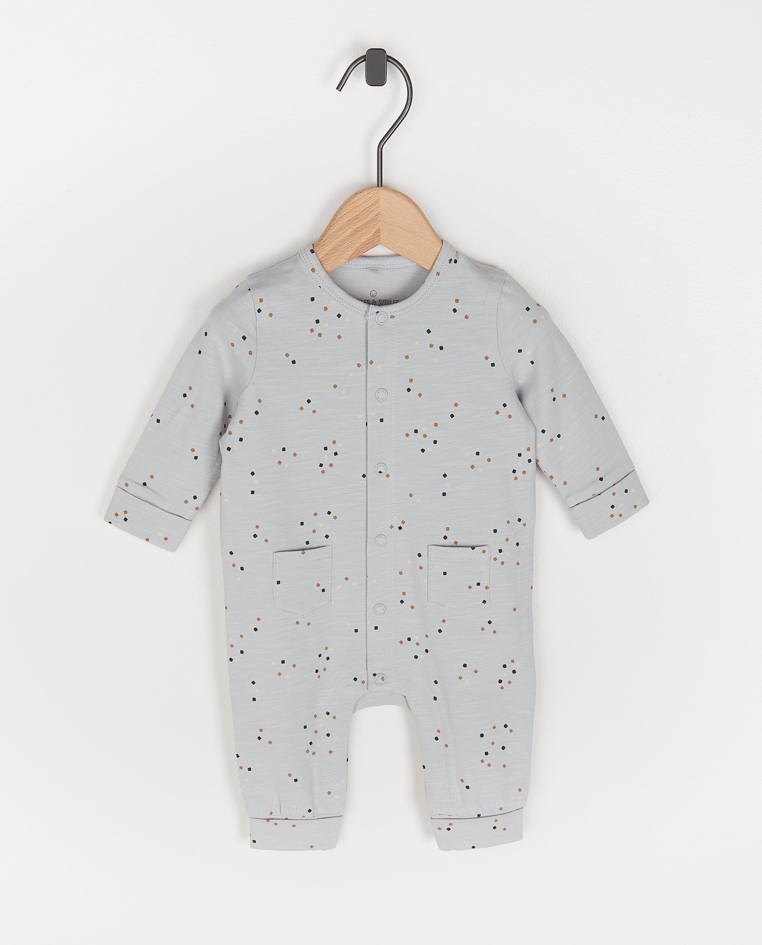 Unisex meegroeikruippakje in blauw - met print - Newborn 50-68