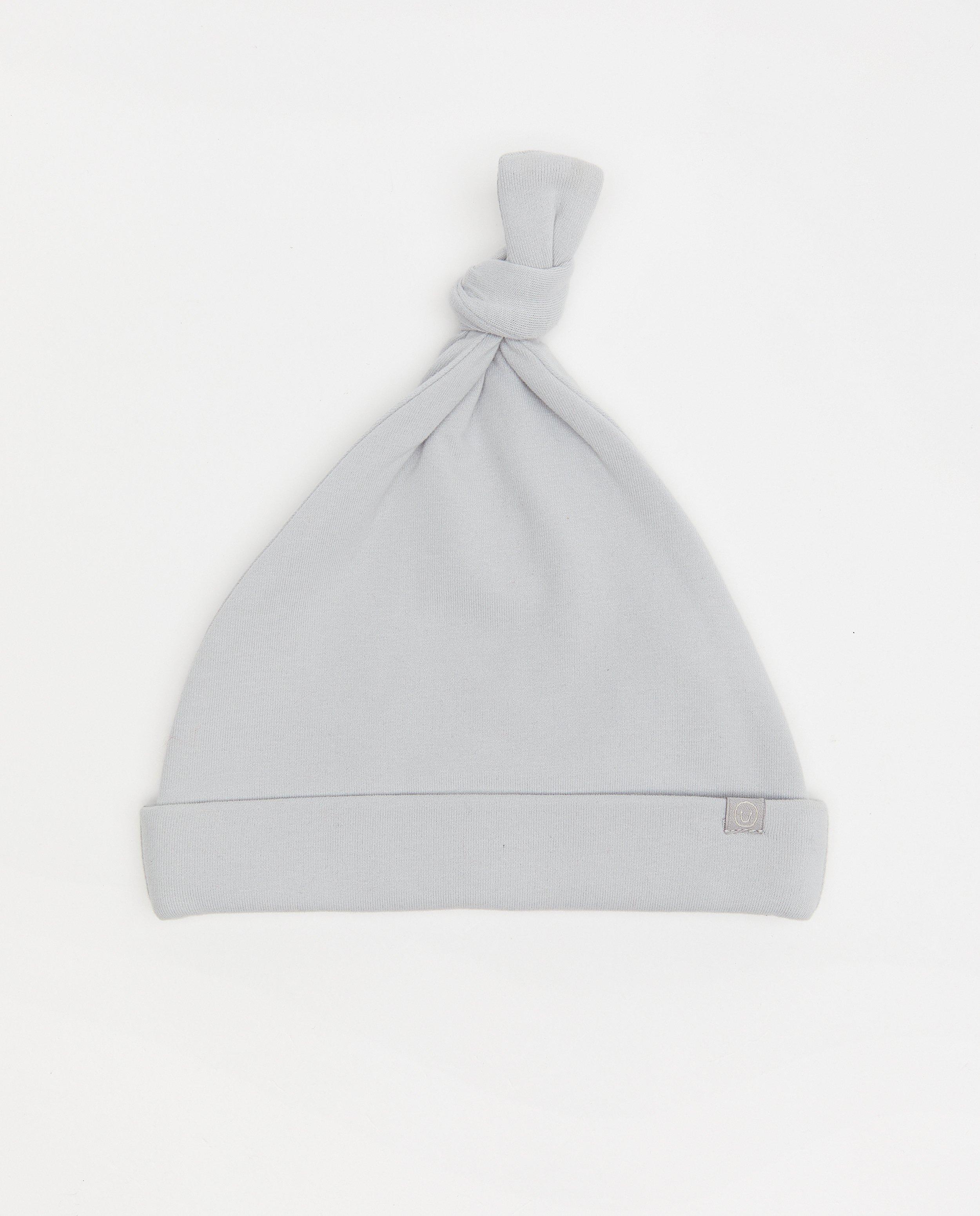 Blauw unisex mutsje - met geknoopt detail - Newborn 50-68