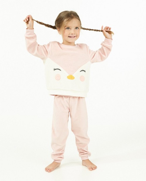 Pyjamas - Pyjama pingouin rose en fleece