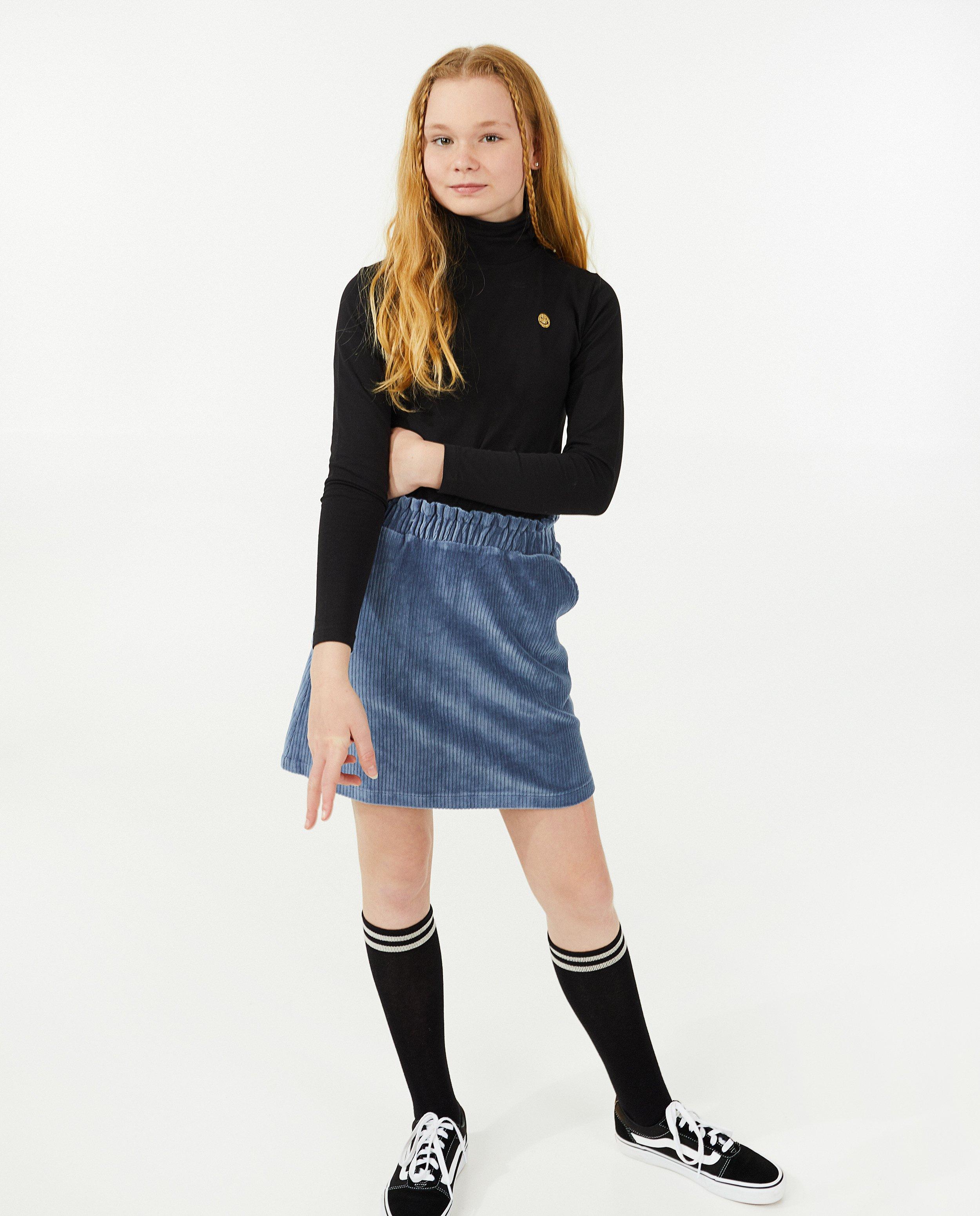 Blauwe rok van ribfluweel BESTies - met paperbag waist - Besties