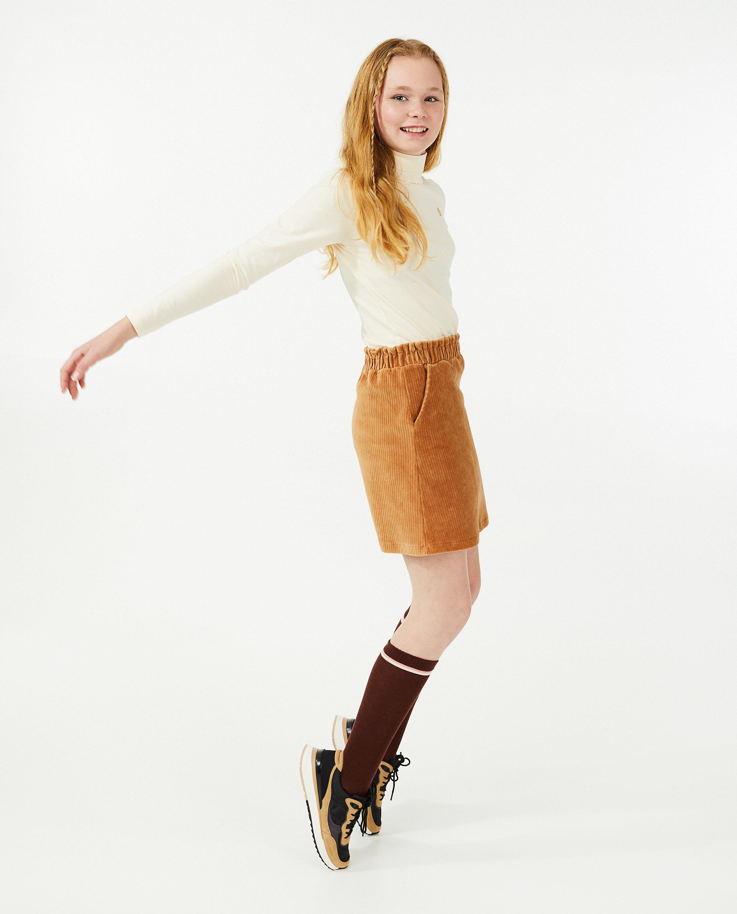 Bruine rok van ribfluweel BESTies - met paperbag waist - Besties