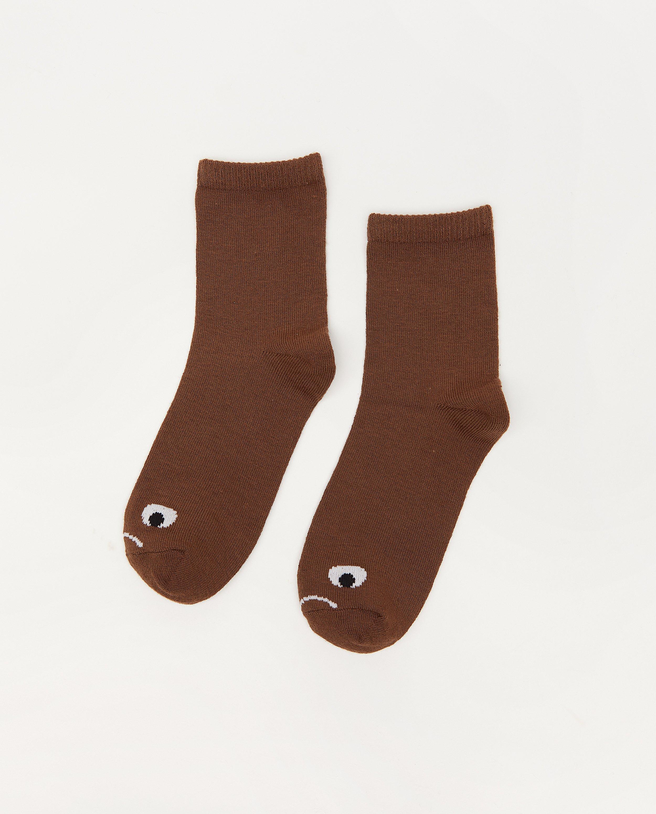 Bruine kousen met print - stretch - JBC