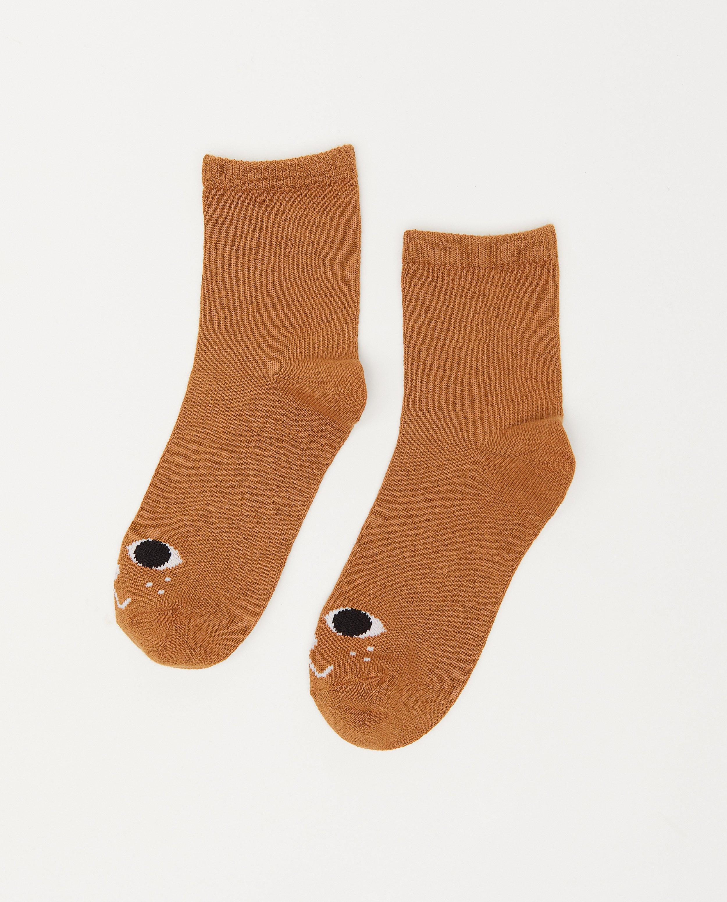 Bruine kousen met print - stretch - JBC
