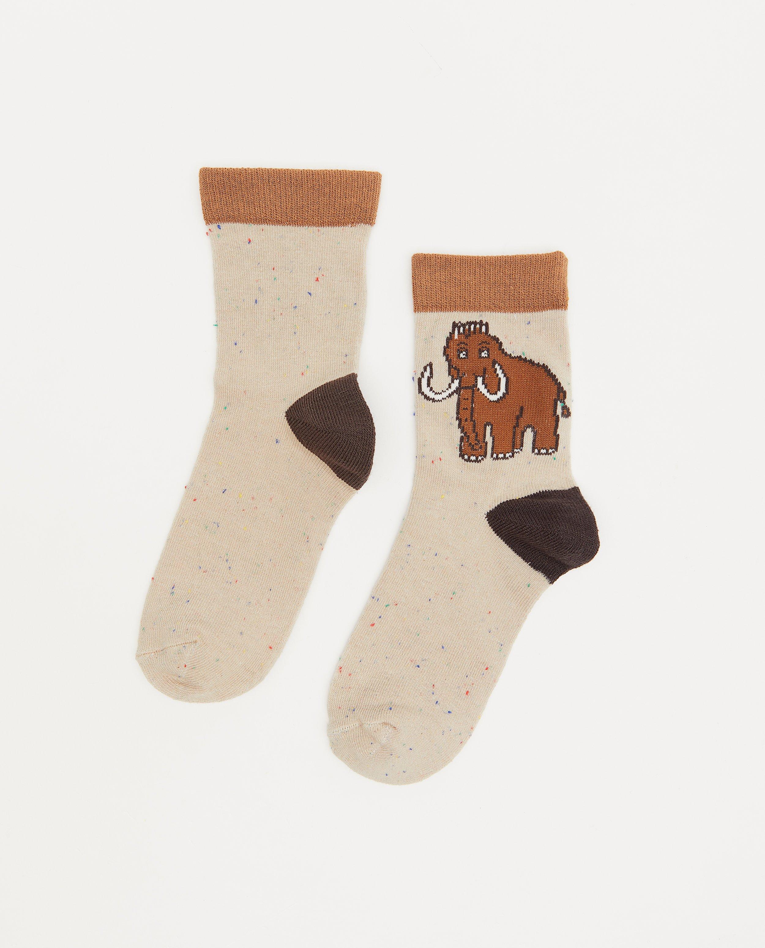 Chaussettes beiges avec un mammouth - chiné - JBC