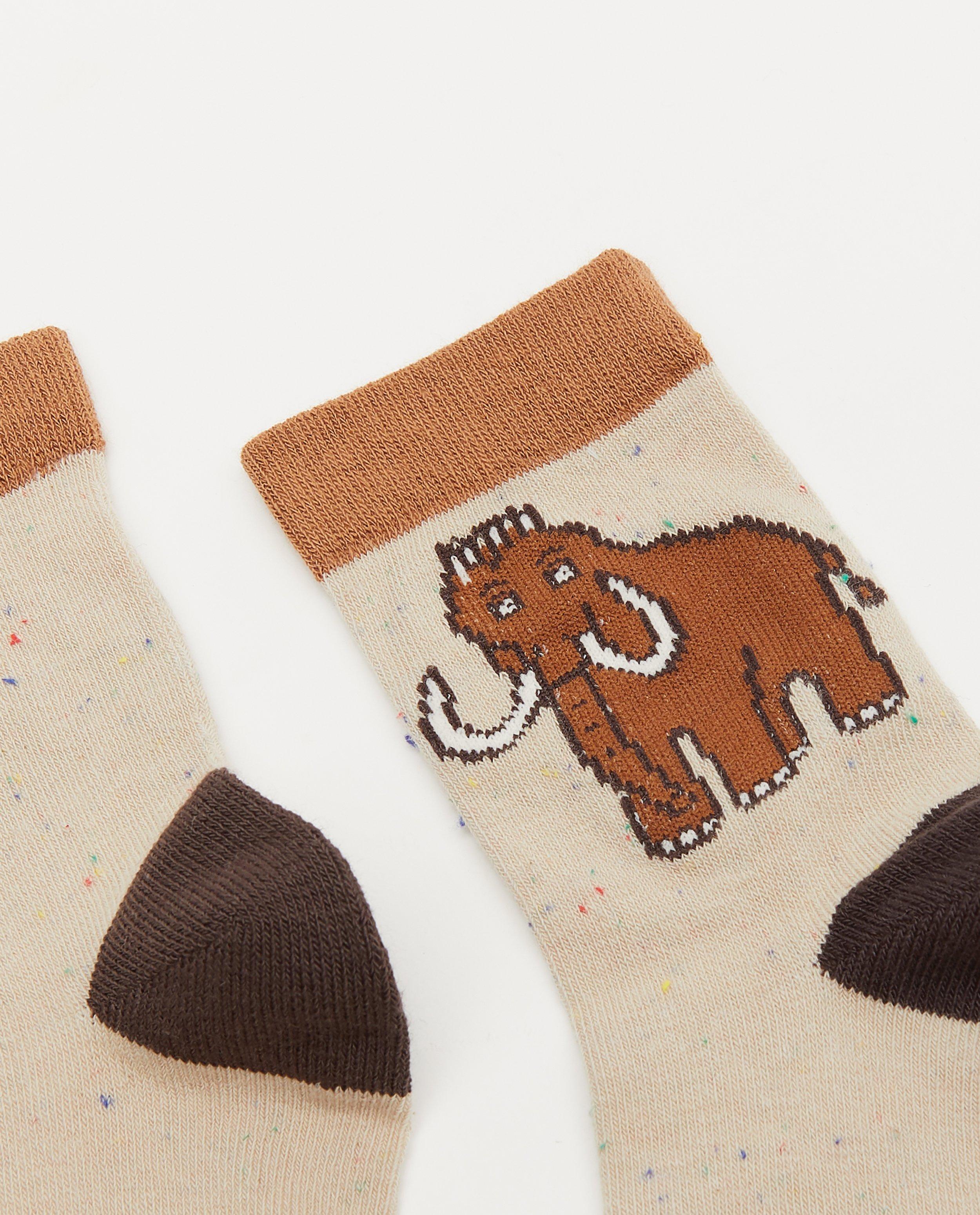 Chaussettes - Chaussettes beiges avec un mammouth