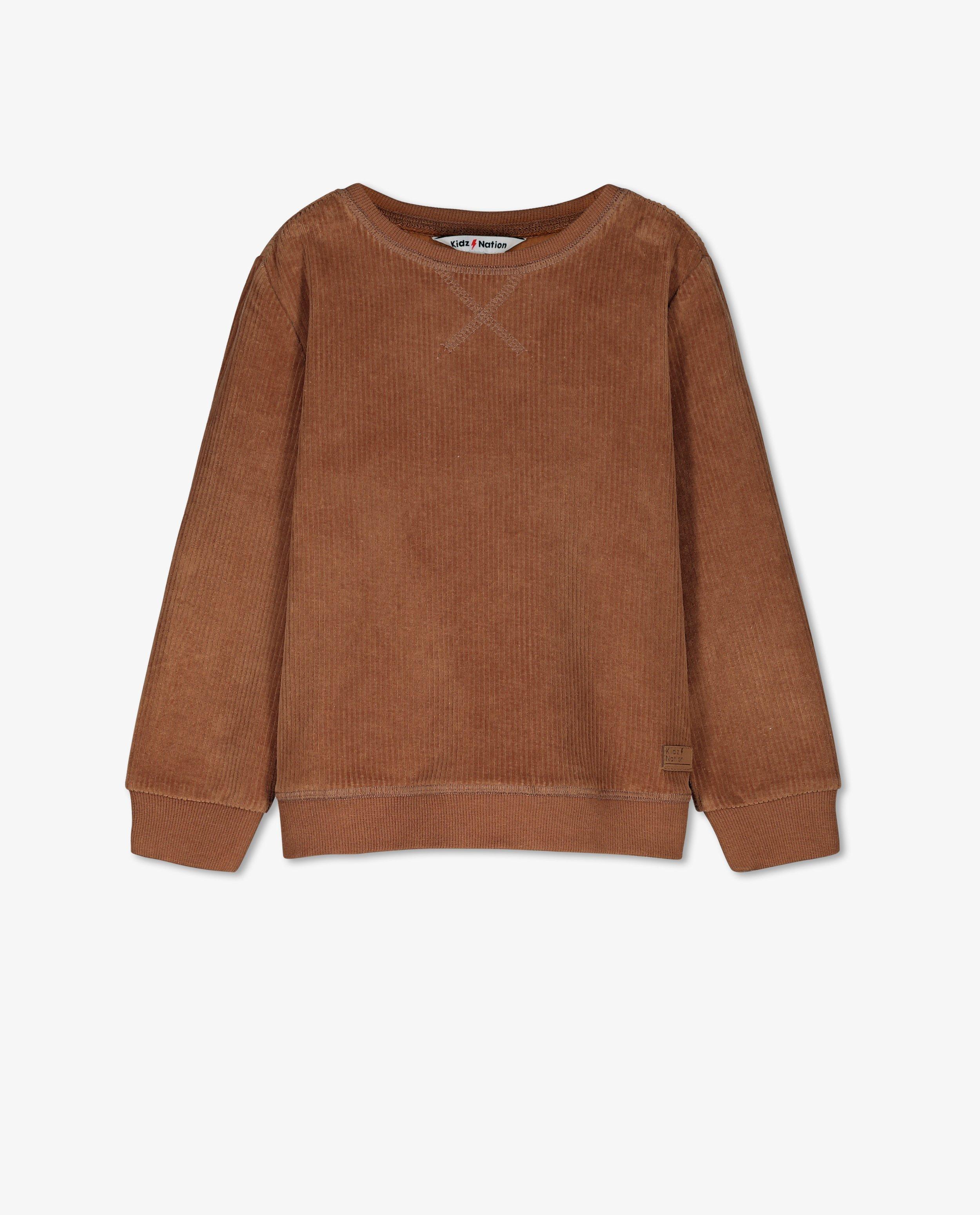 Sweats - Sweat brun côtelé