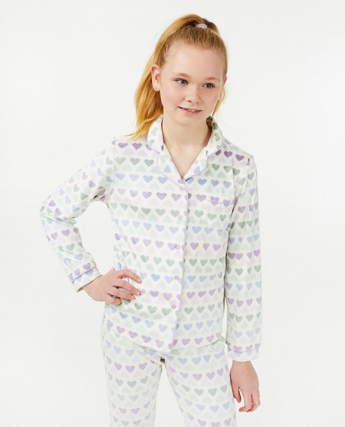Nachtkleding - Witte pyjama met hartjes