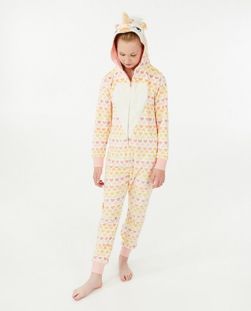 Pyjamas - Combinaison blanche avec des petits cœurs