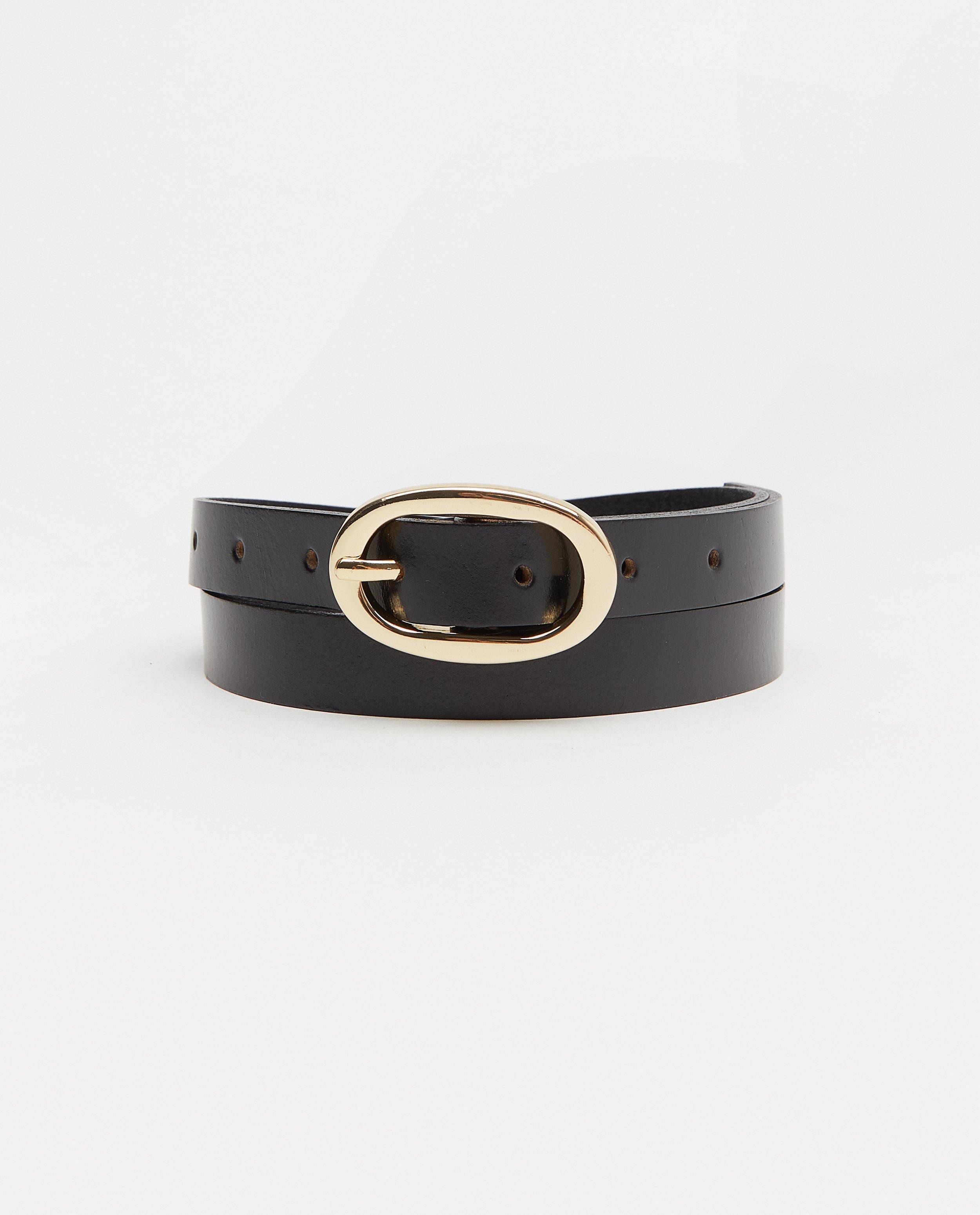 Ceinture noire en cuir Pieces - boucle dorée - Pieces