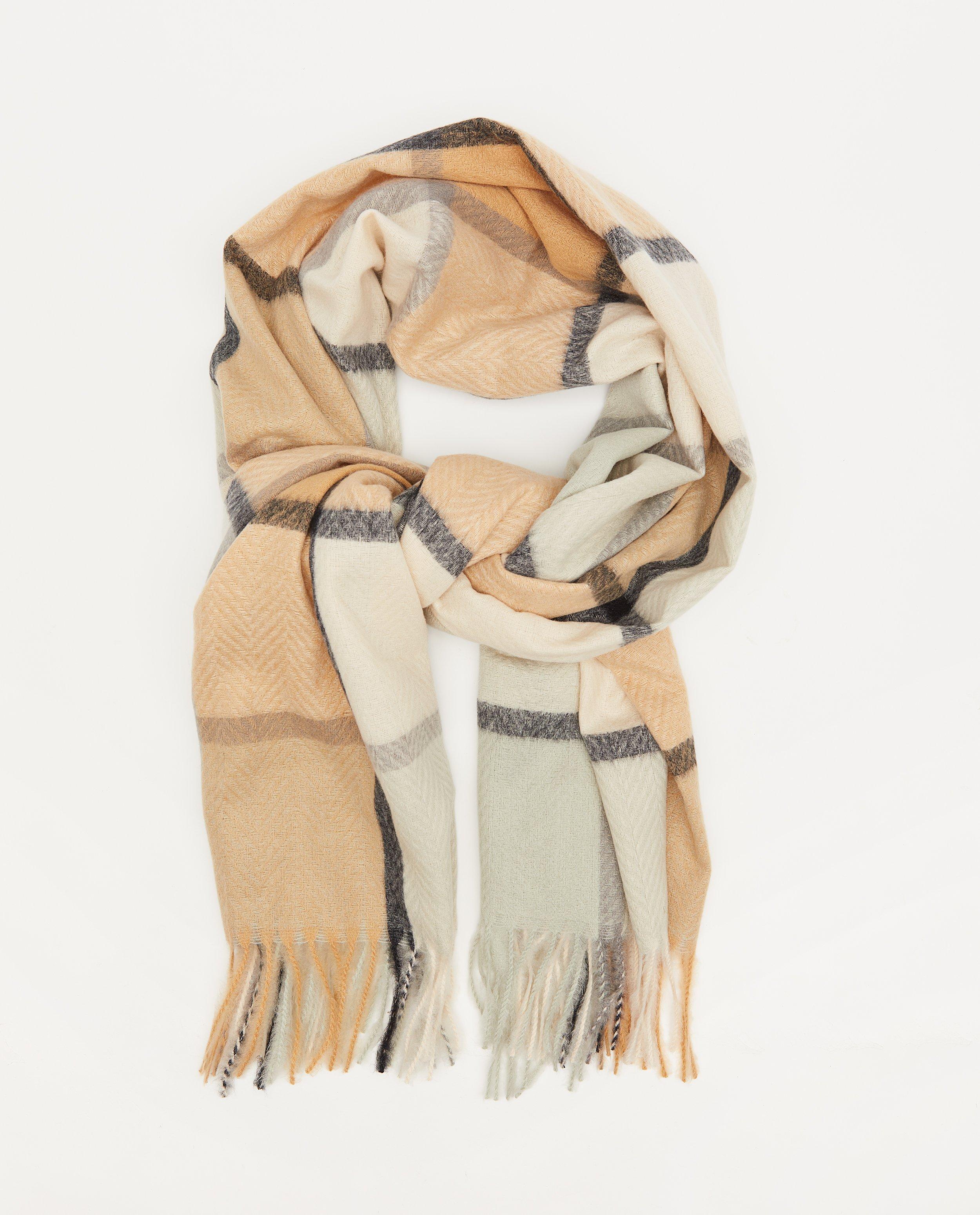 Sjaal met ruiten Pieces - in beige en blauw - Pieces