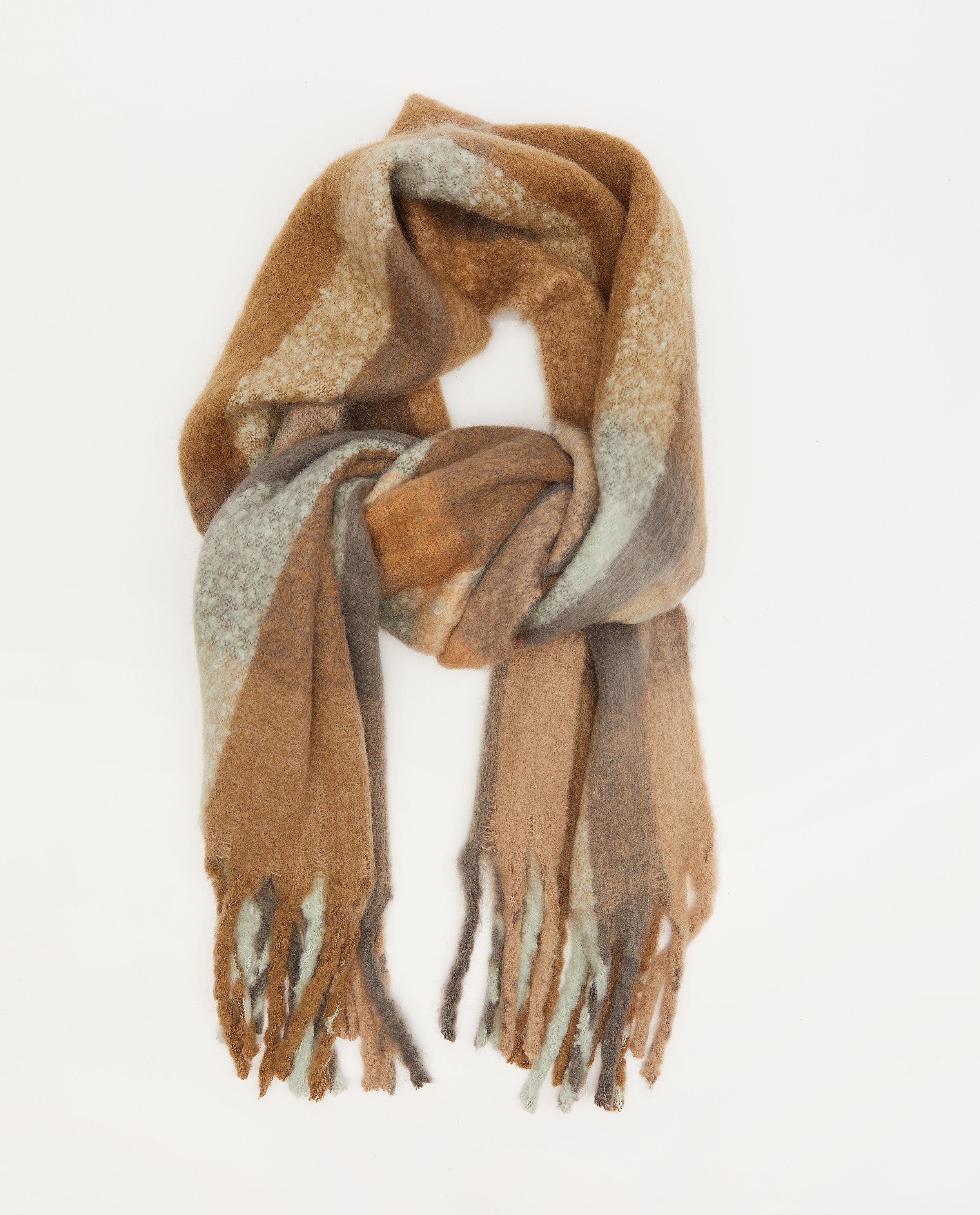 Grijze sjaal met strepen Pieces - gerecycleerd polyester - Pieces