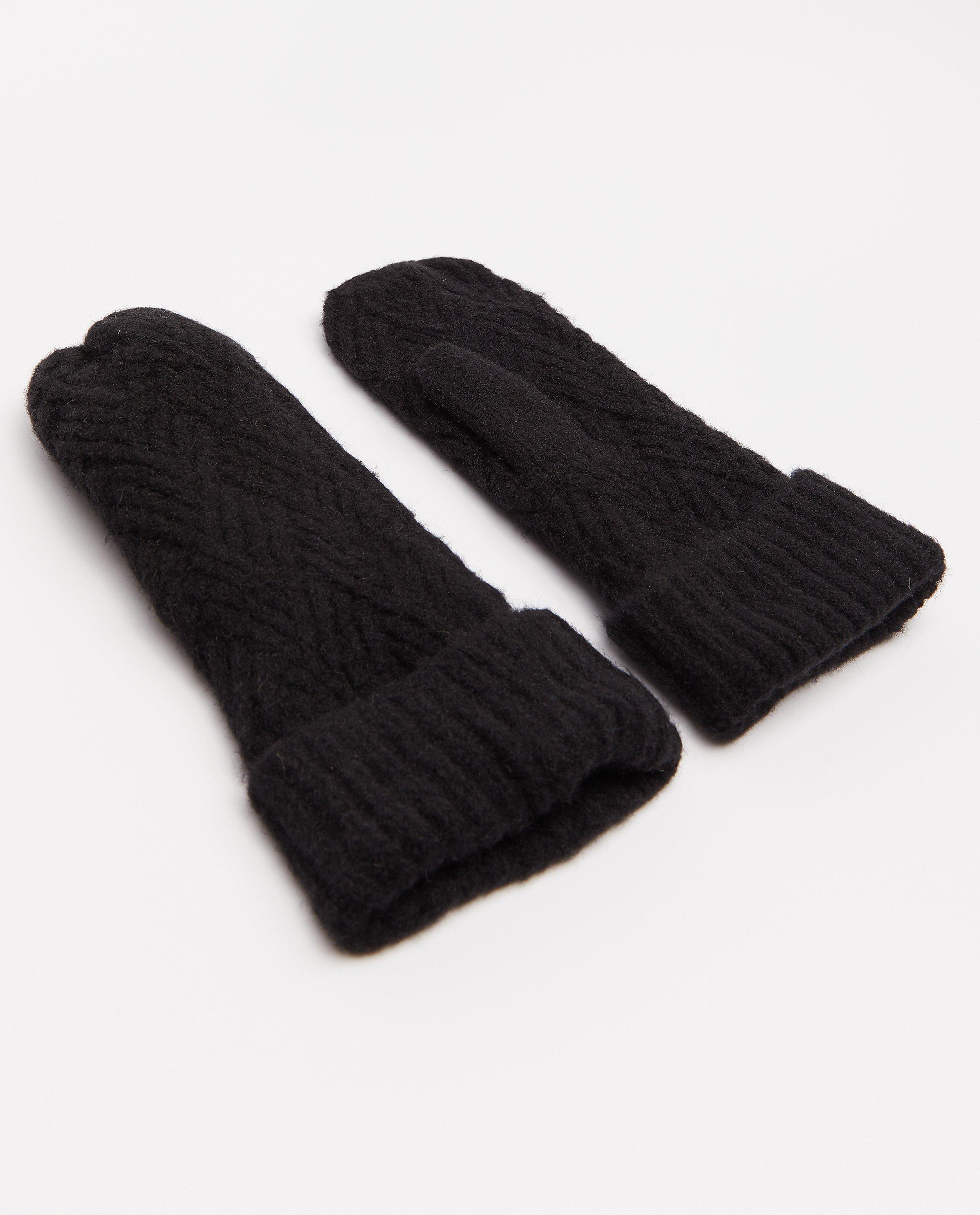 Bonneterie - Moufles noires à motif Pieces