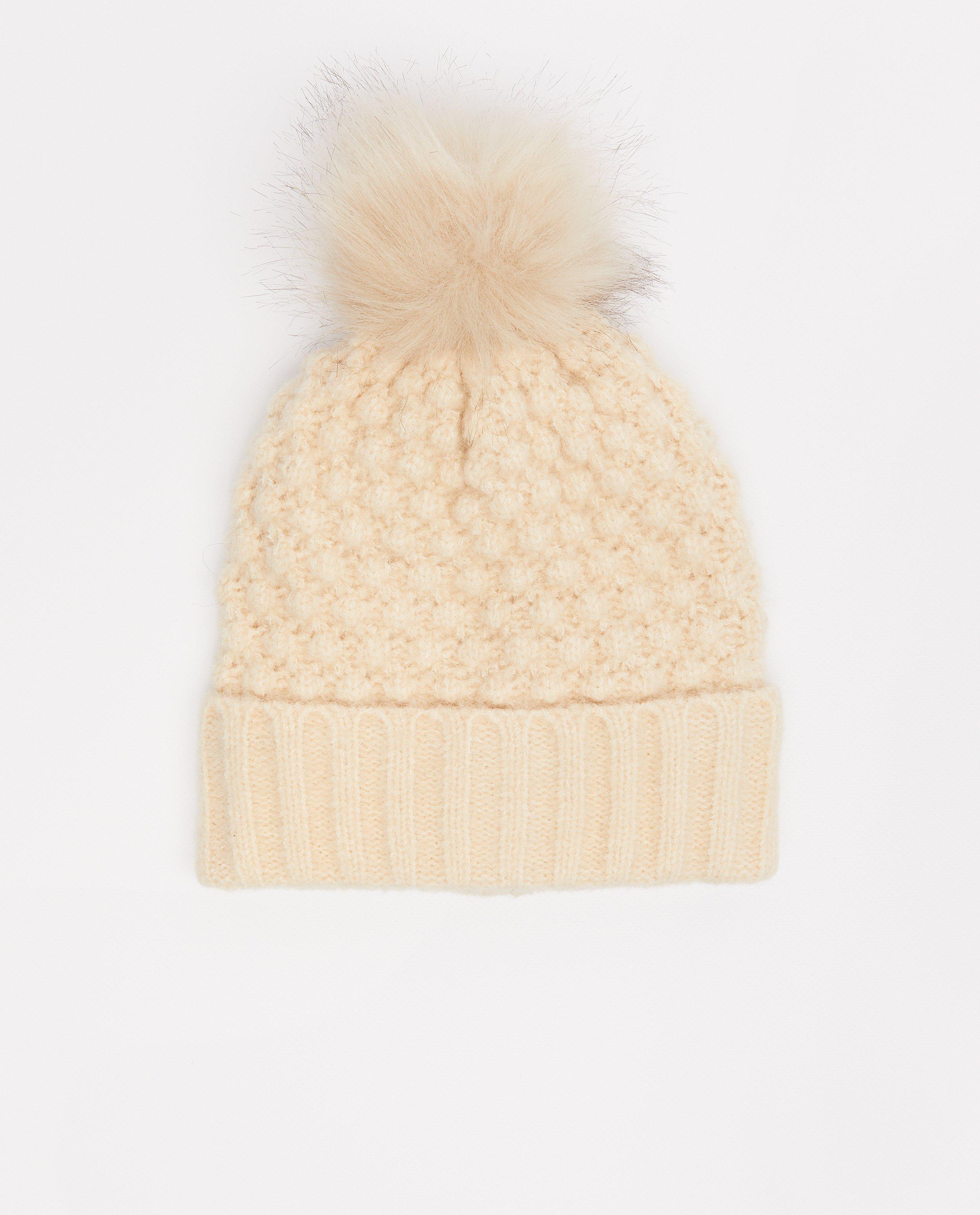 Bonnet en tricot avec un pompon Pieces - blanc - Pieces