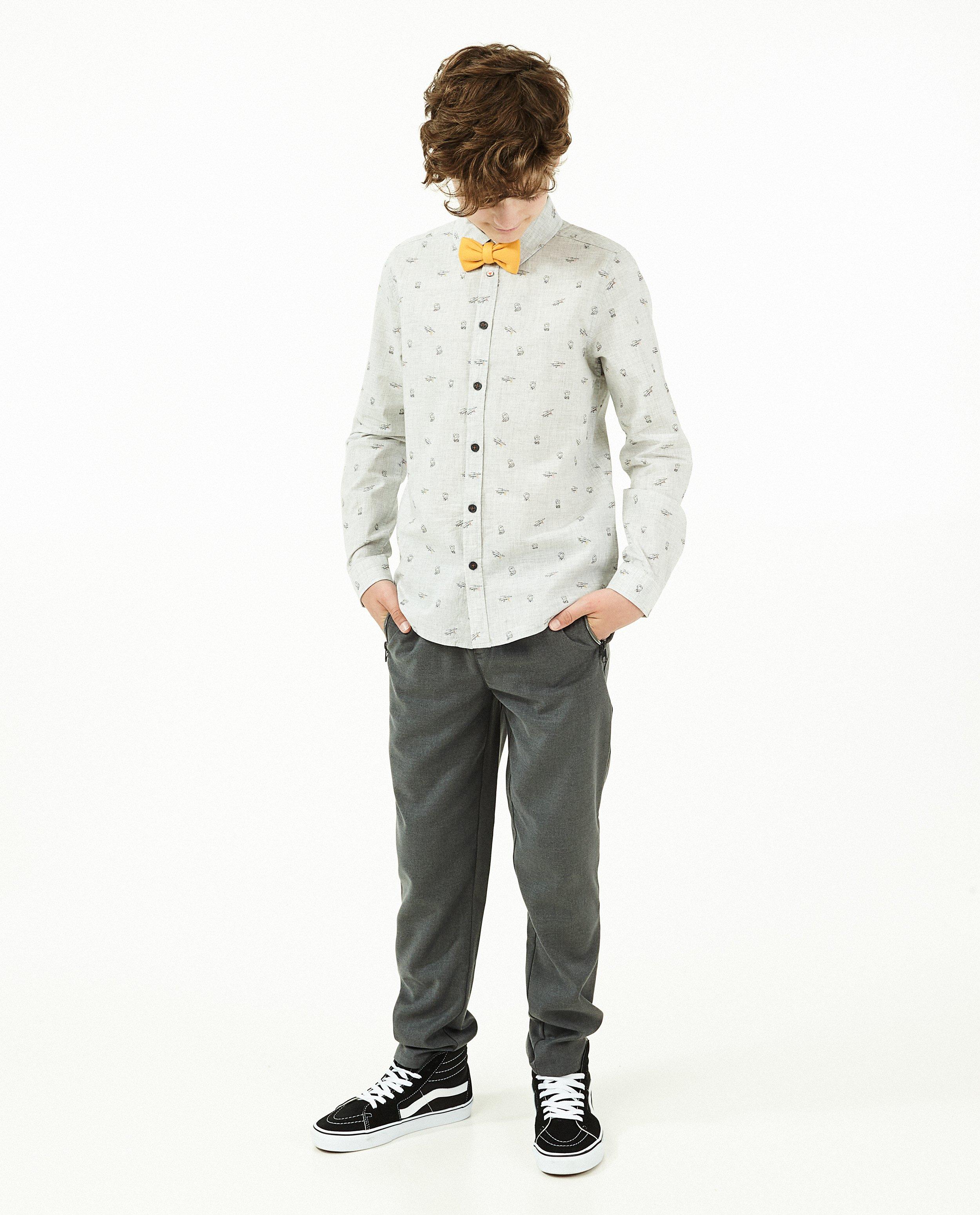 Grijs hemd met strikje Dylan Haegens - en allover print - Dylan Haegens